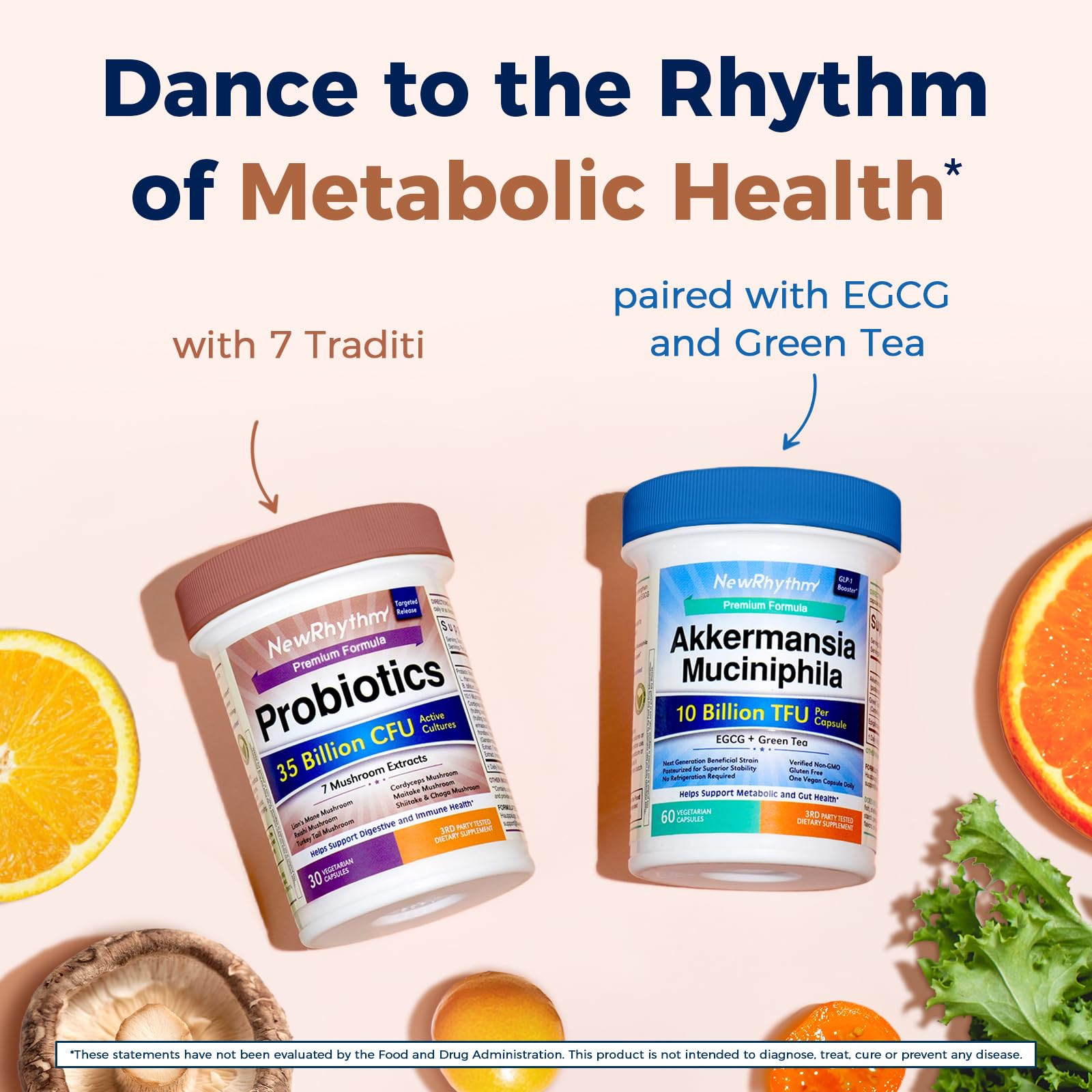 NewRhythm Probiotics + Mushroom 50g ingredients list
