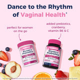 NewRhythm Women's Probiotics displayed with a glass of water