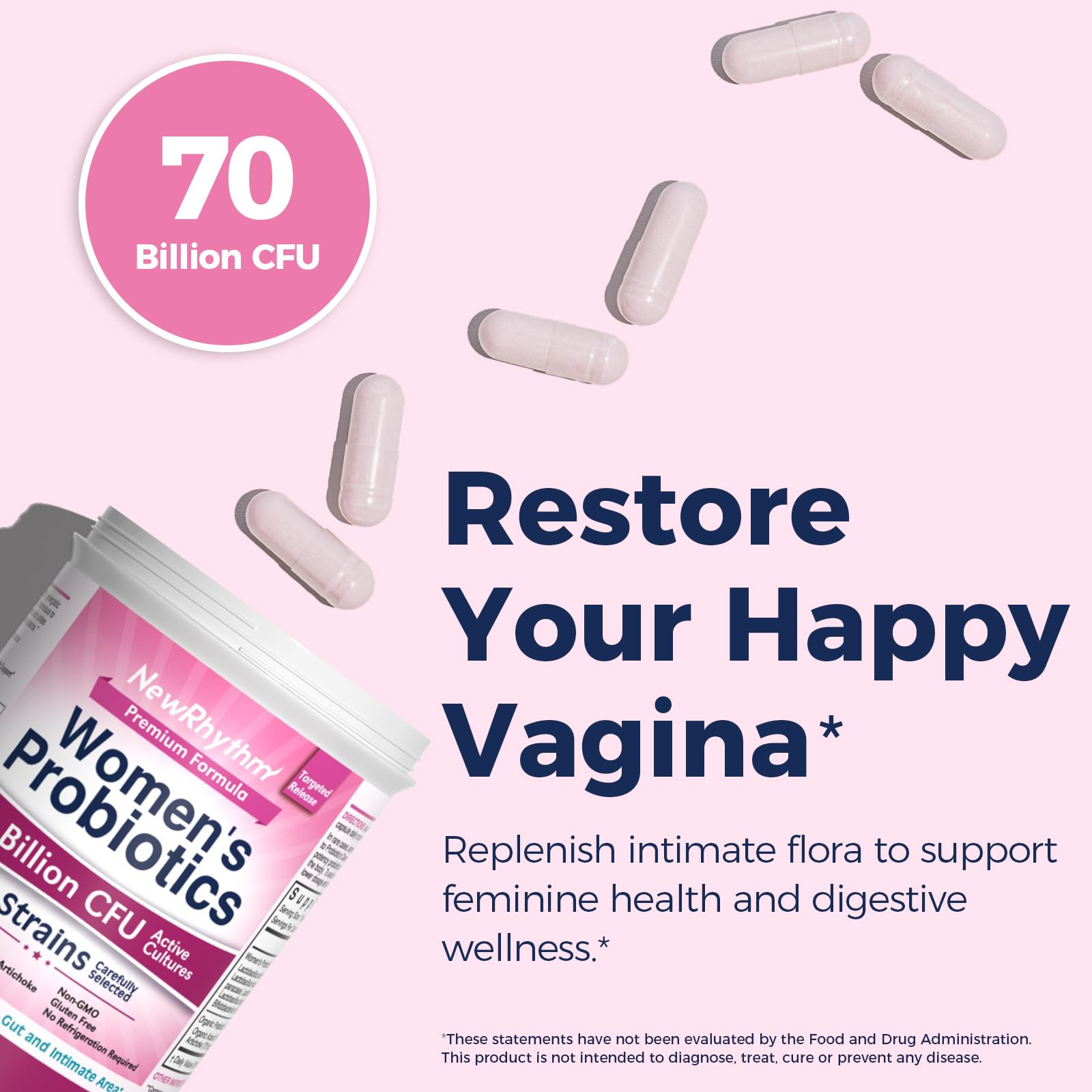 NewRhythm Women's Probiotics packaging side view