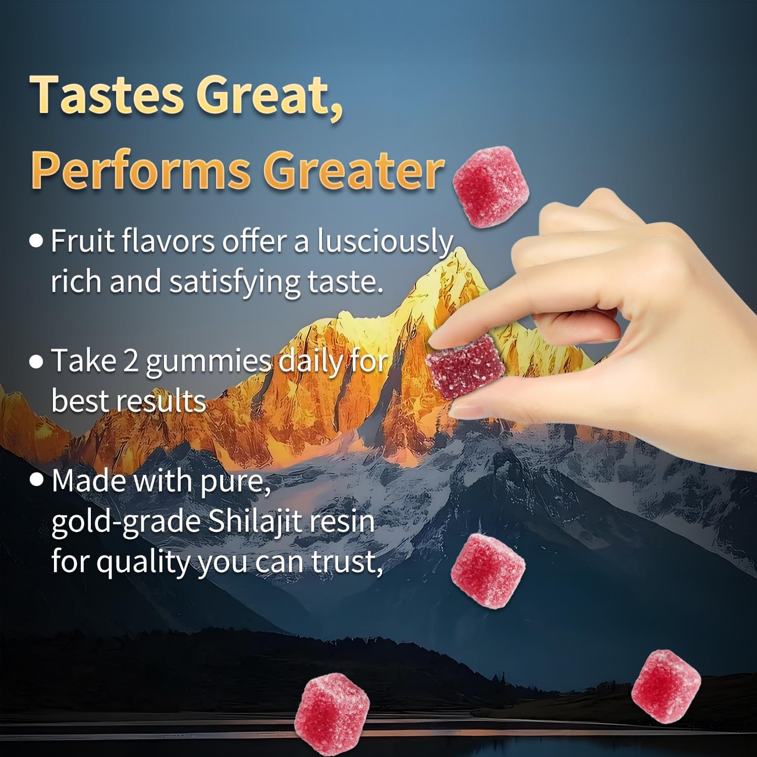 Newrish Healthy Gold Himalayan Shilajit Gummies jar packaging