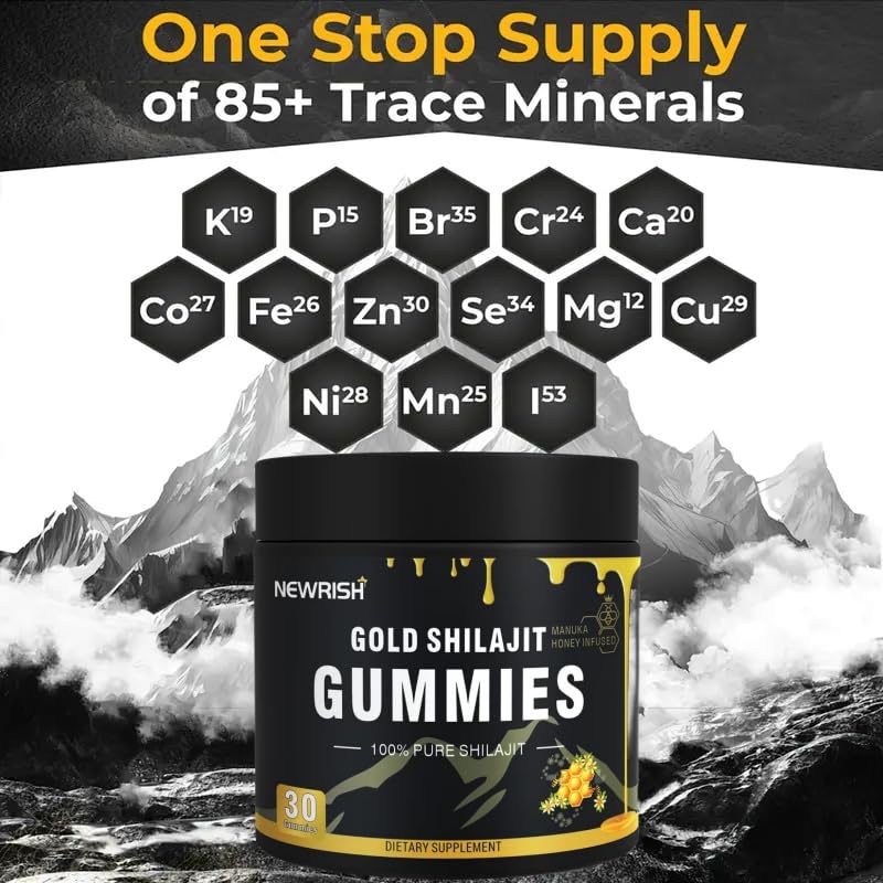 Newrish Shilajit Gummies nutritional information on packaging
