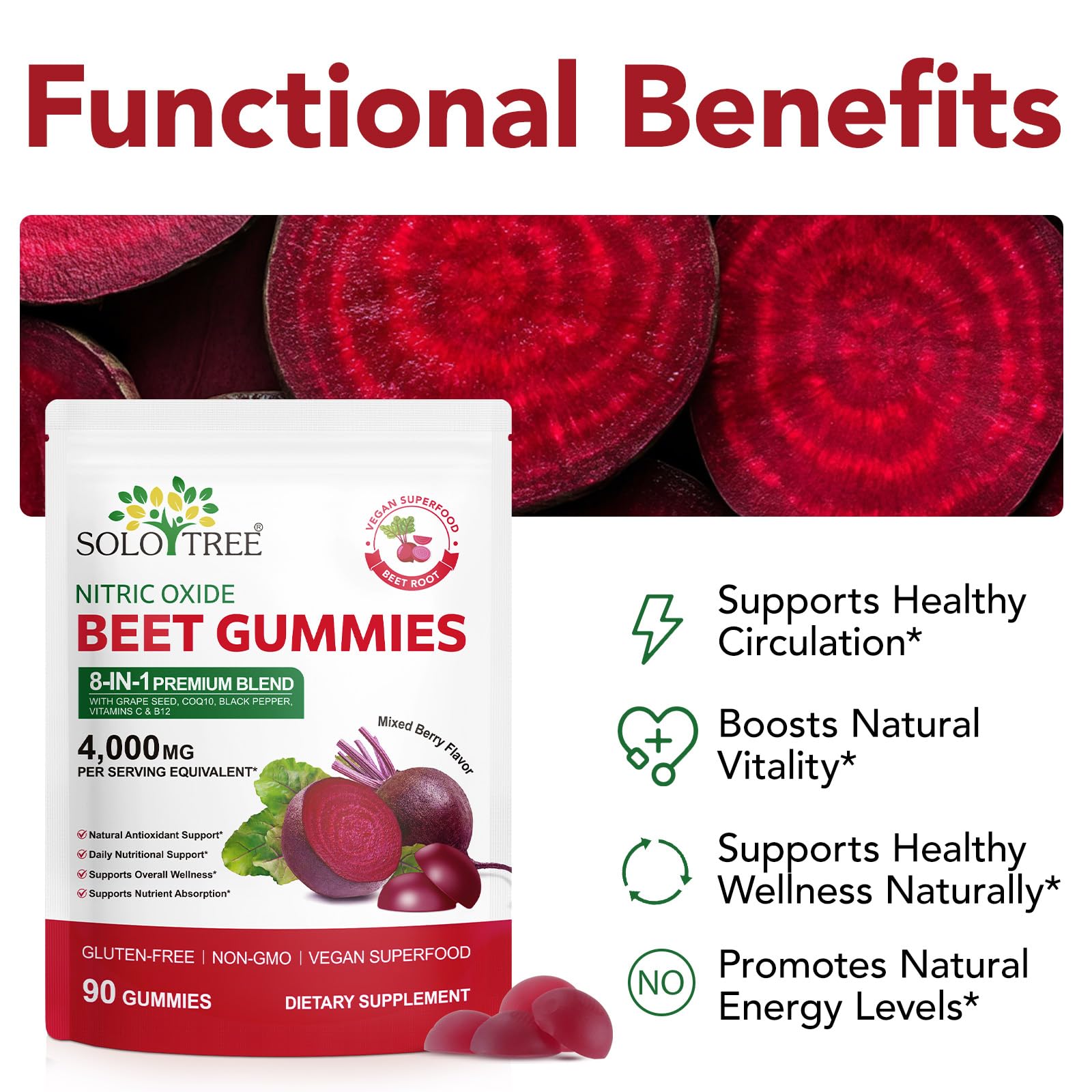 newseel Beet Root Gummies mixed berry flavour close-up