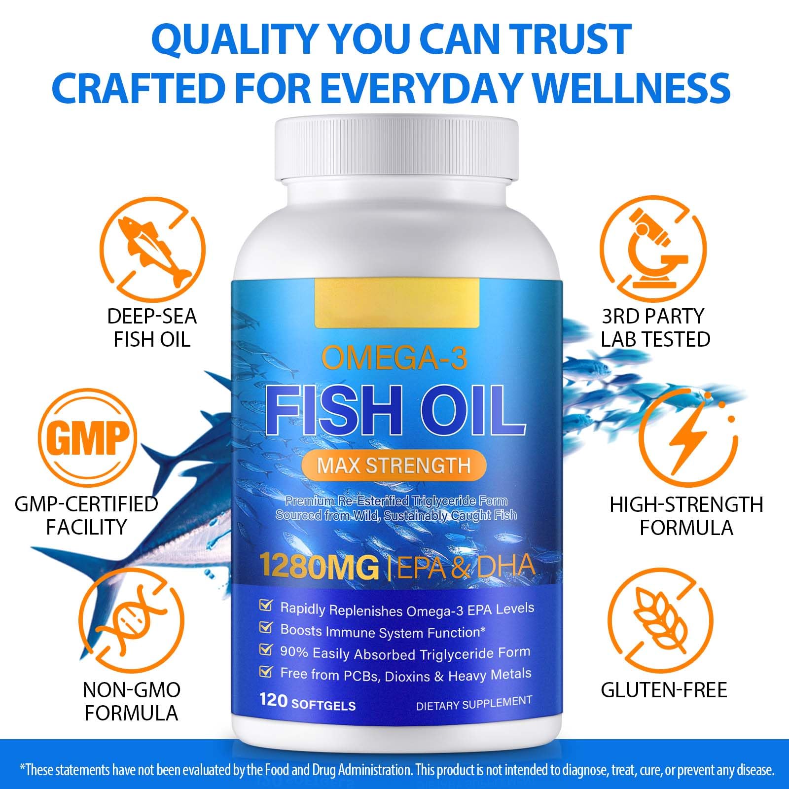 newseel Omega-3 Fish Oil Softgels on kitchen counter