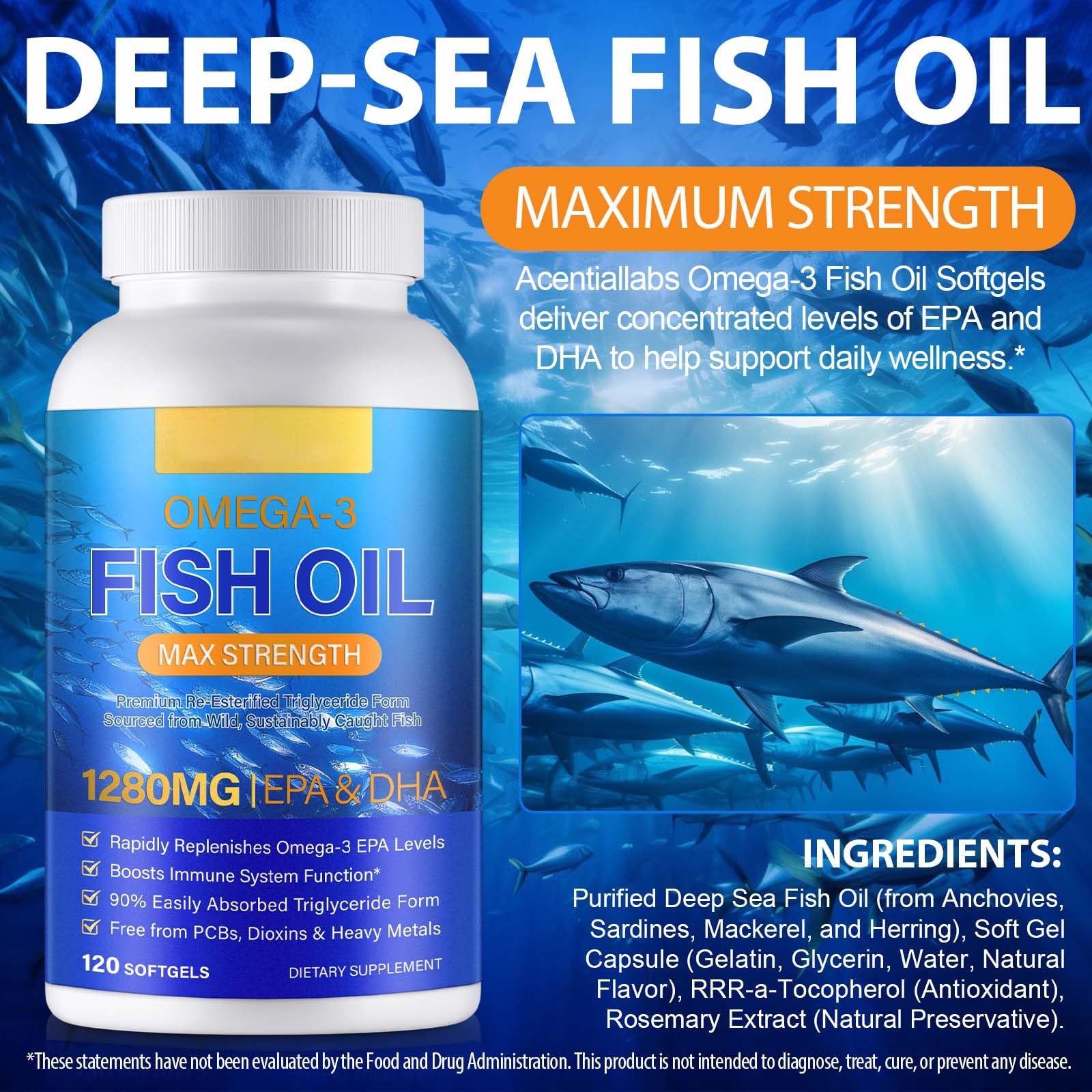 newseel Omega-3 Fish Oil Softgels with measuring spoon