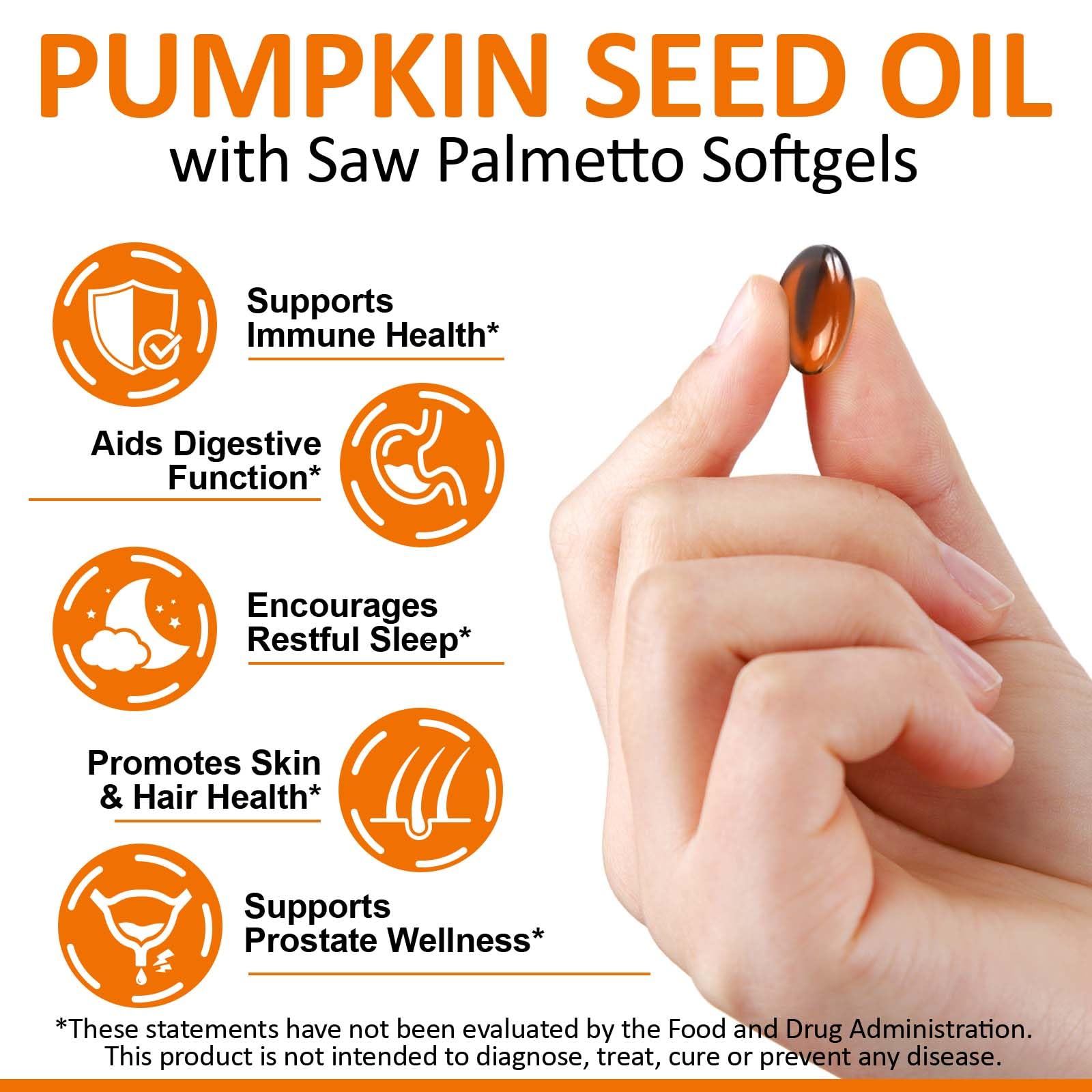 newseel Pumpkin Seed Oil and Saw Palmetto Supplement capsules in bottle