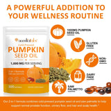 newseel Pumpkin Seed Oil and Saw Palmetto Supplement close-up of capsules