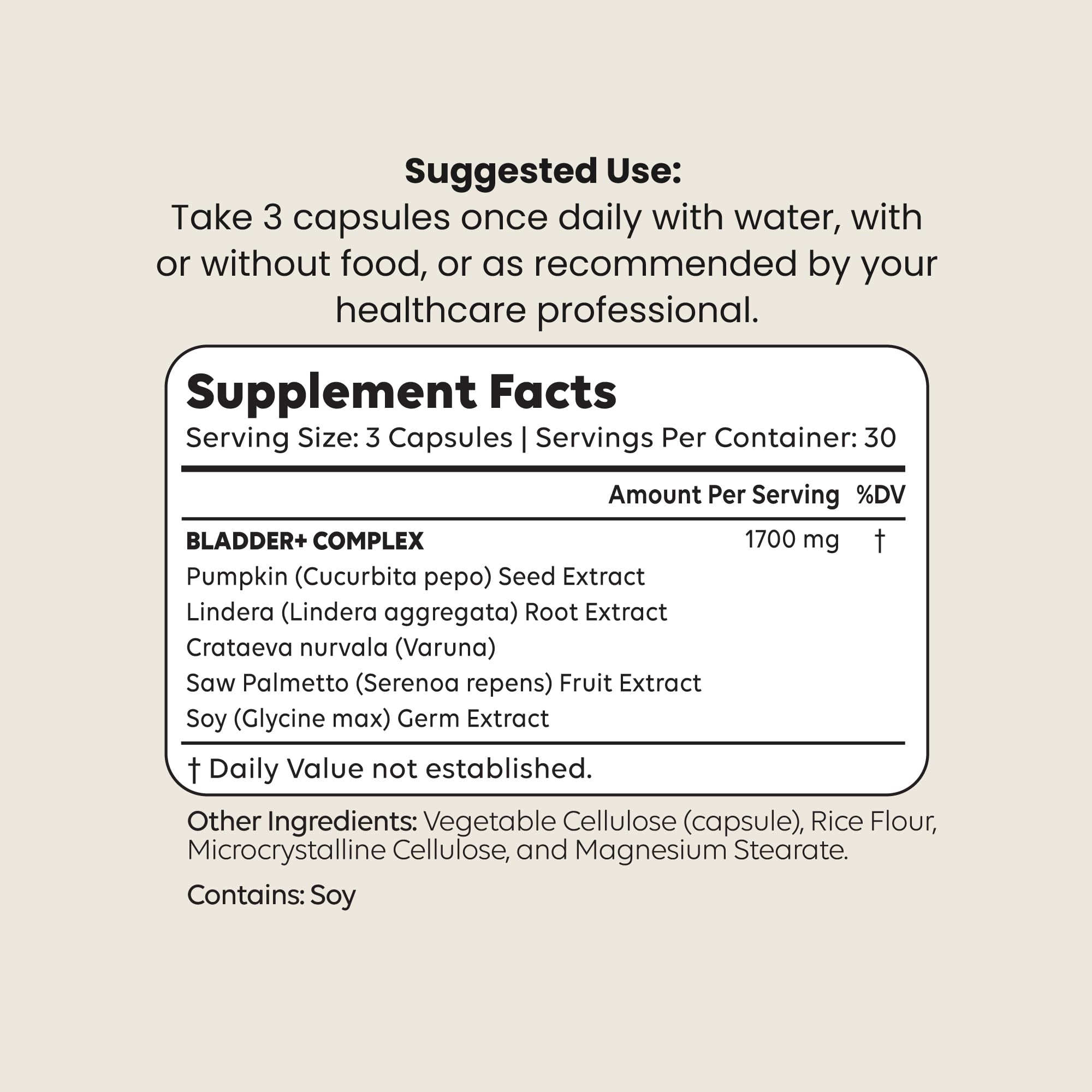 Newt Bladder Control Support Supplement ingredients list