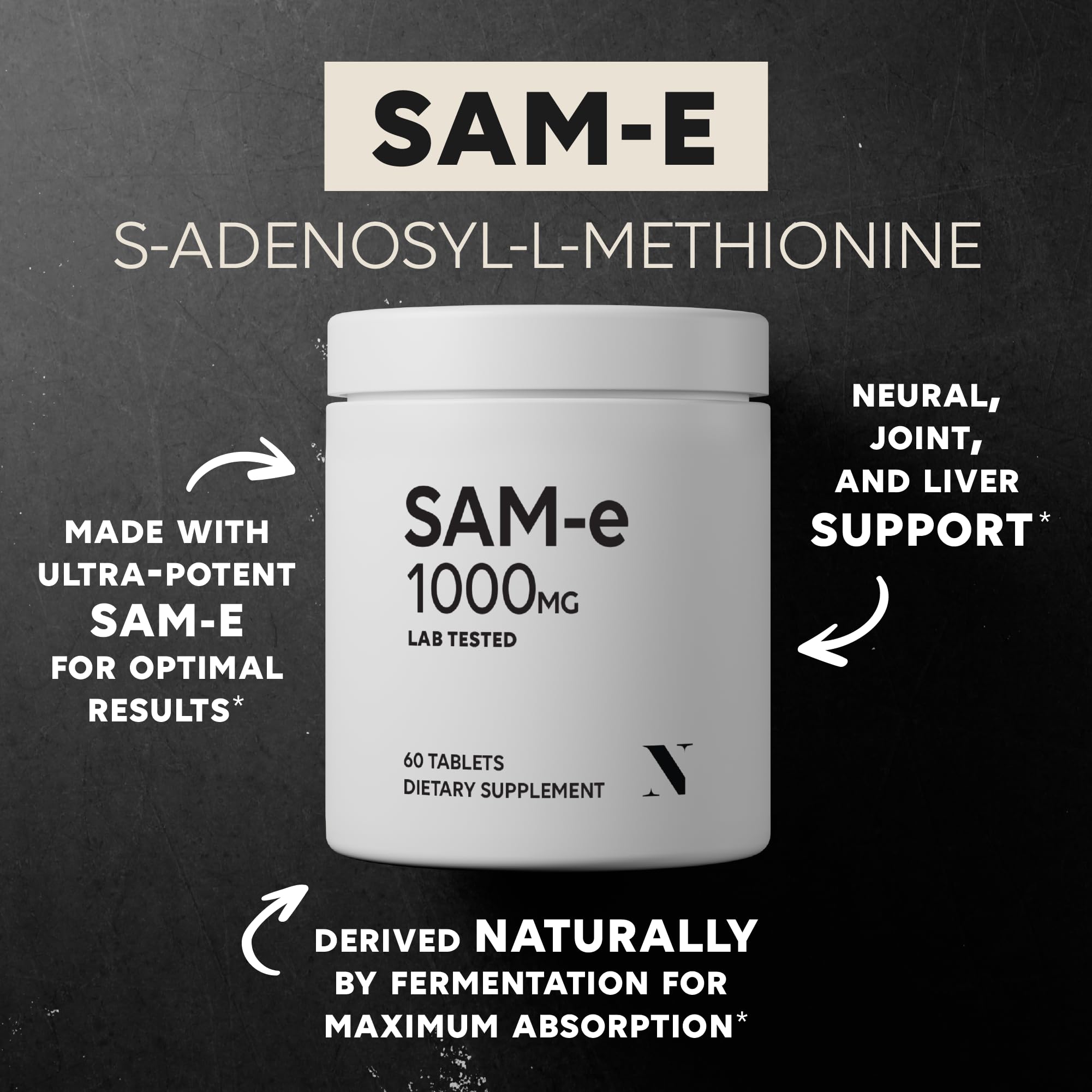 Newt SAM-e Multimineral Supplement side view with dosage information