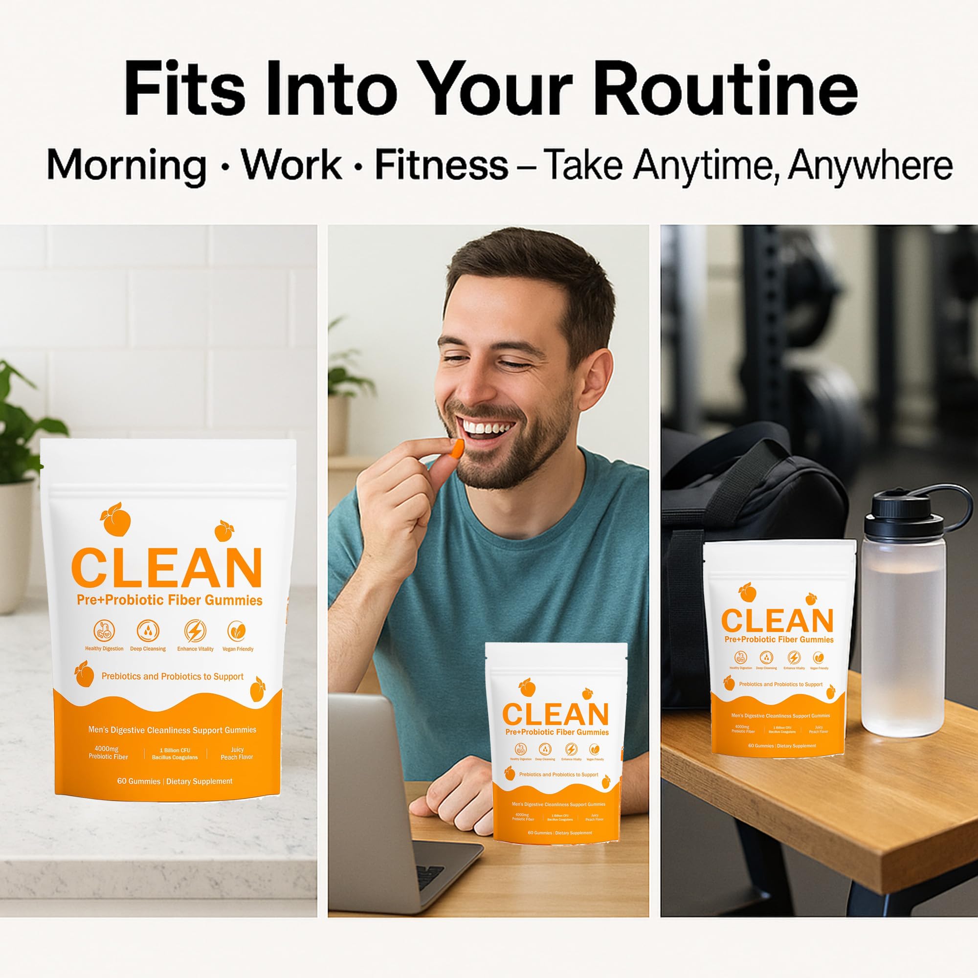 NEWUREHO daily Support Gummies lifestyle scene with a glass of water