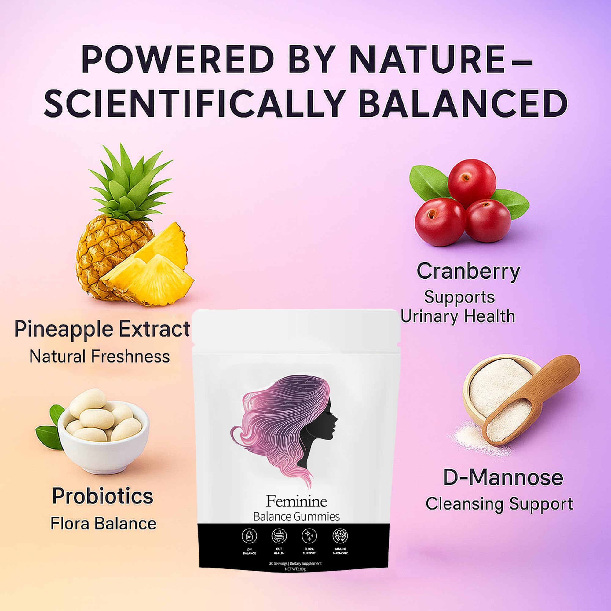 NEWUREHO Feminine Probiotics Gummies with a measuring spoon