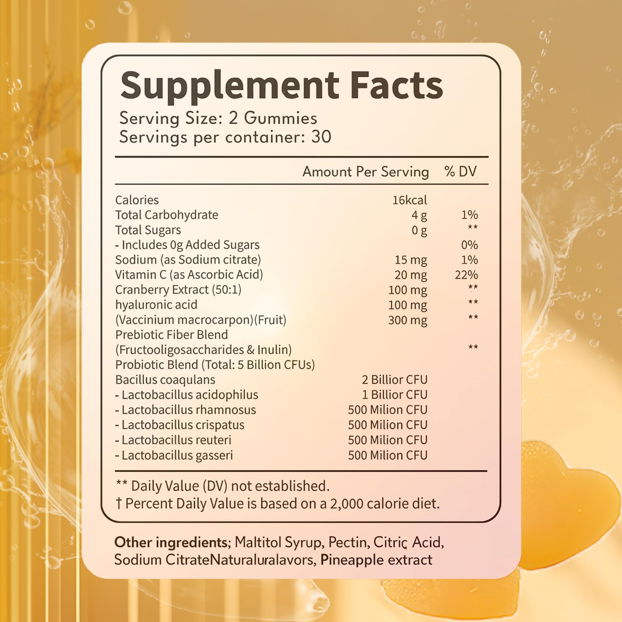 NEWUREHO Women's Balance Hawaiian Pineapple Gummies on a wooden table