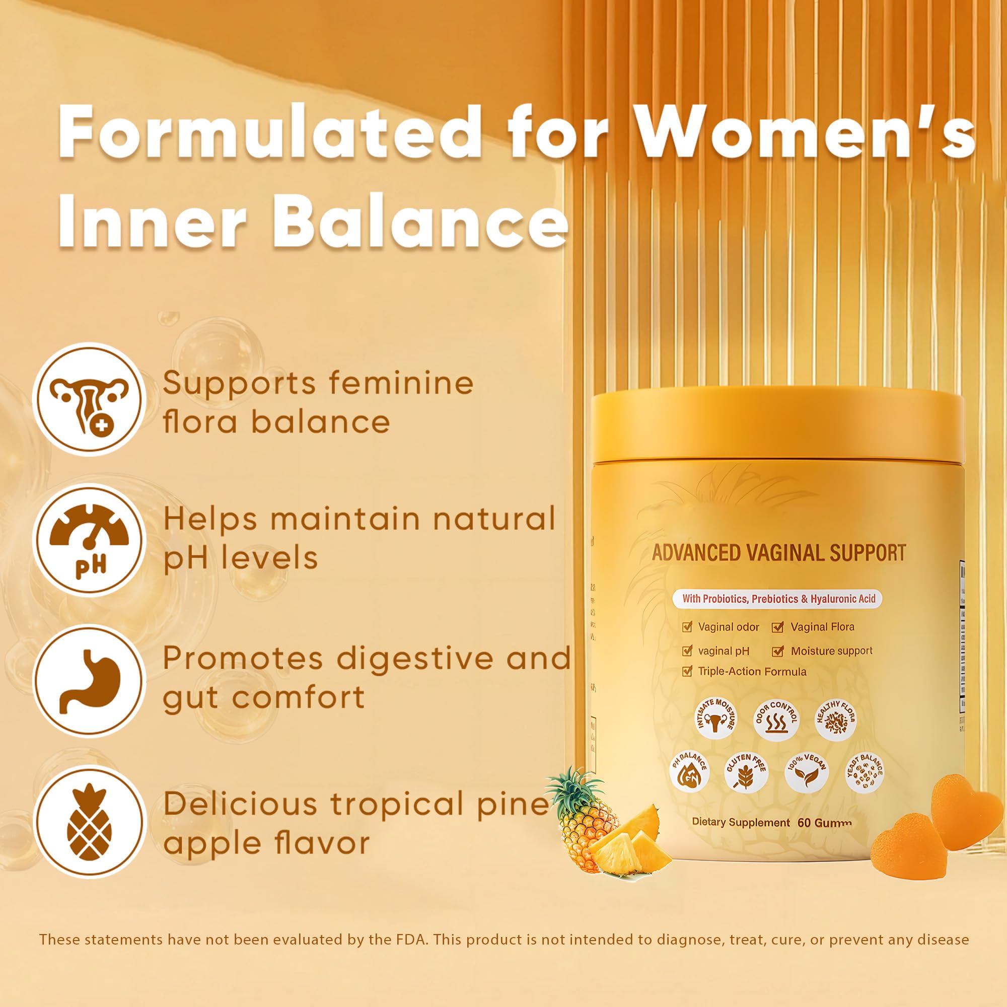 NEWUREHO Women's Balance Hawaiian Pineapple Gummies packaging