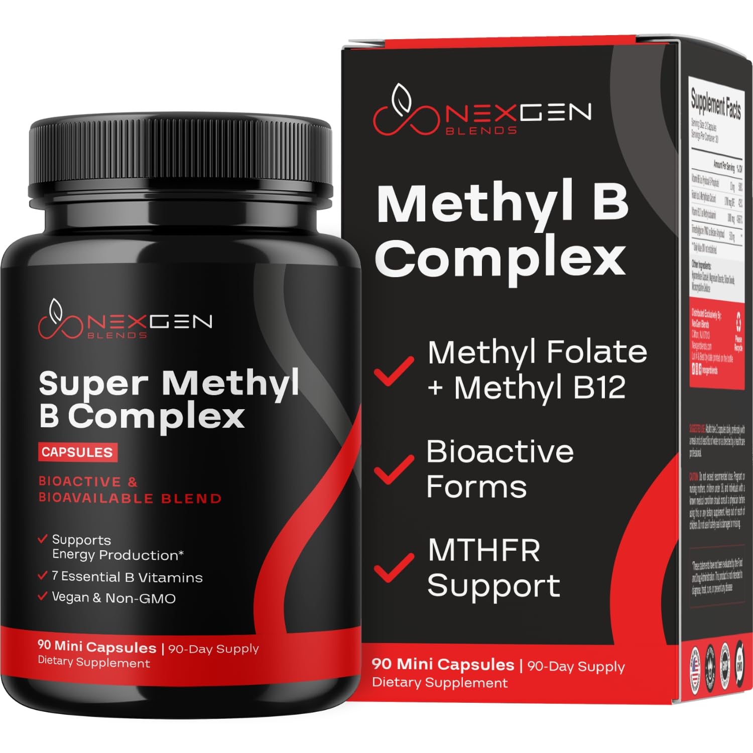 NEXGEN BLENDS B-Complex Methylated Vitamins 50g front view