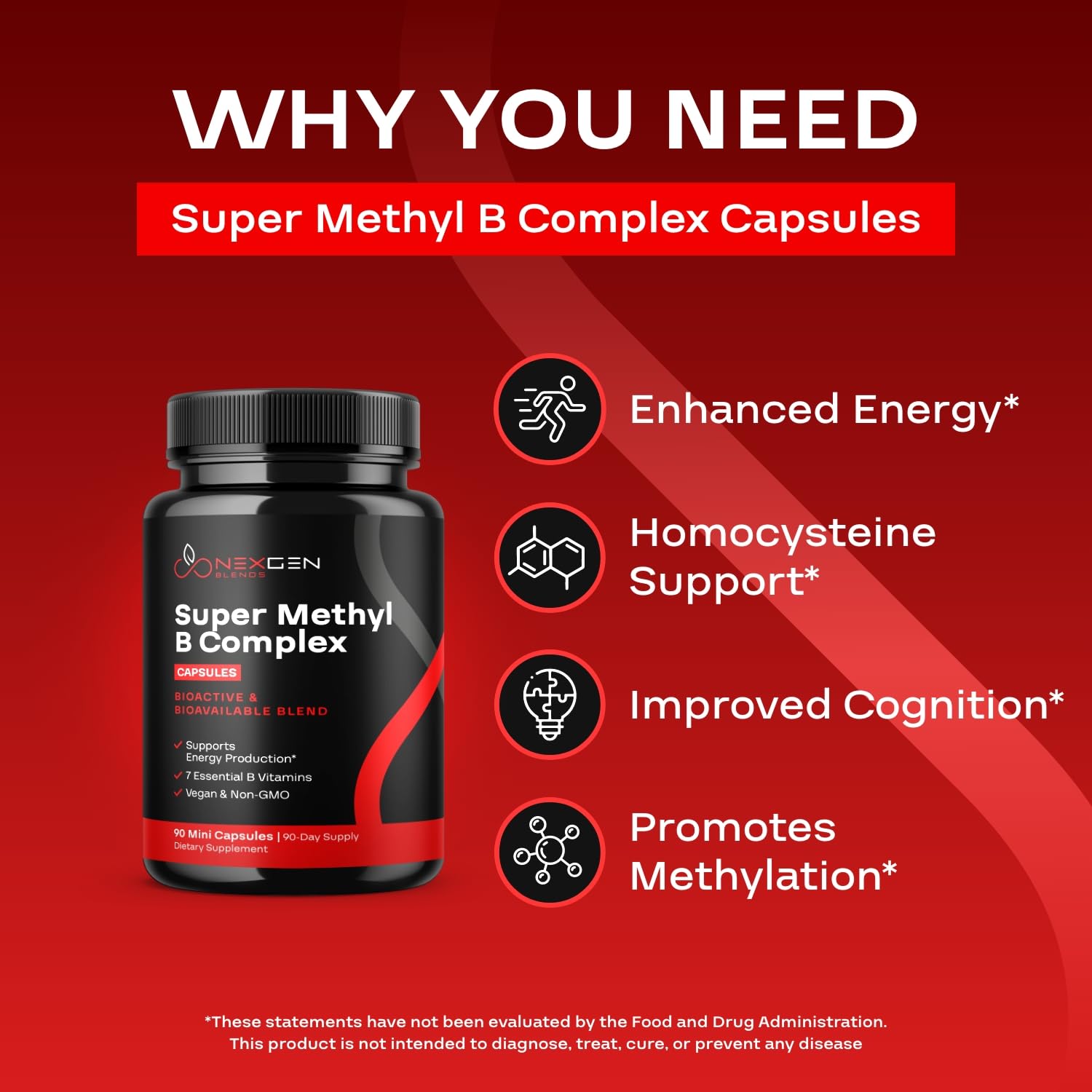 NEXGEN BLENDS B-Complex Methylated Vitamins 50g side view