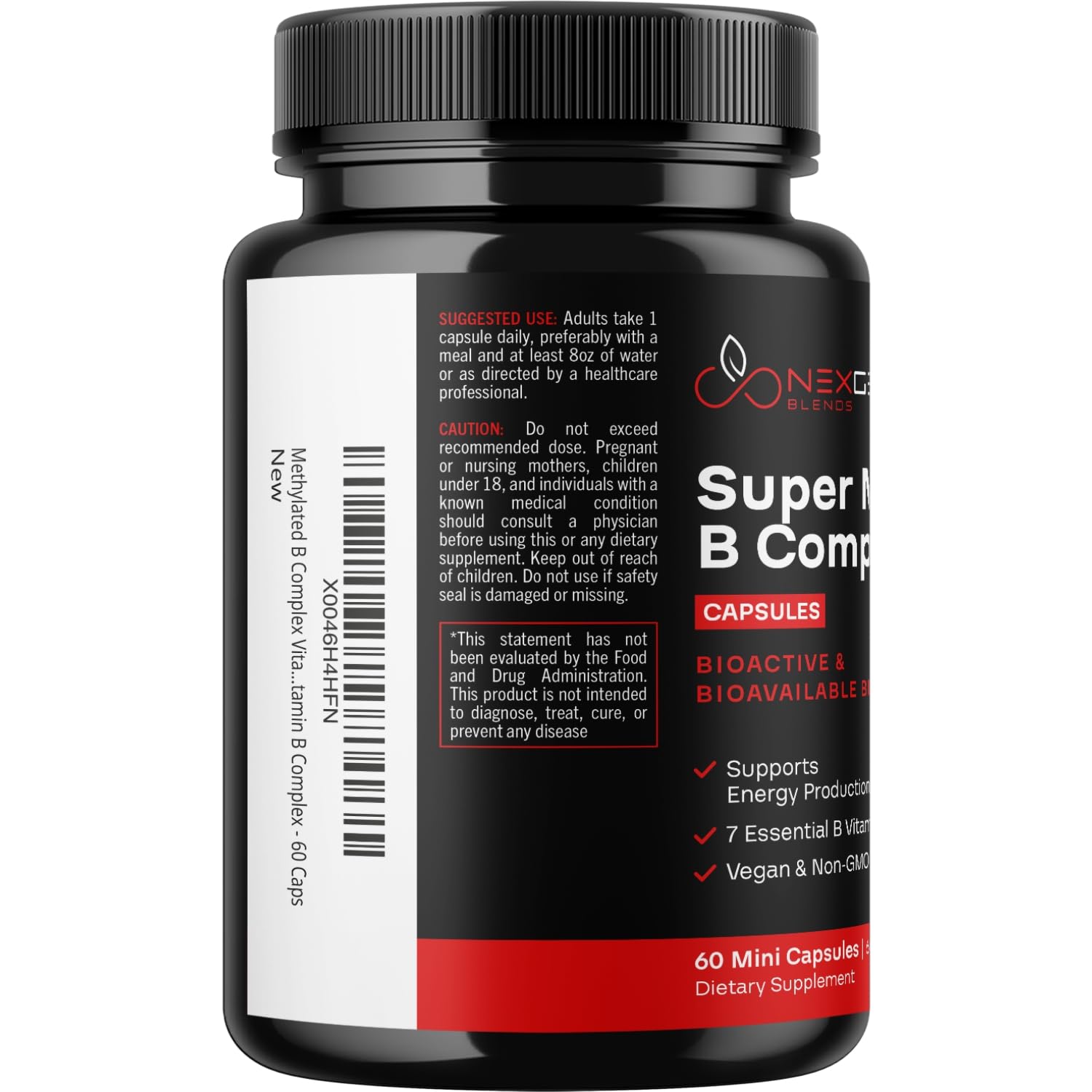 NEXGEN BLENDS B-Complex Methylated Vitamins 60 Capsules close-up of capsules