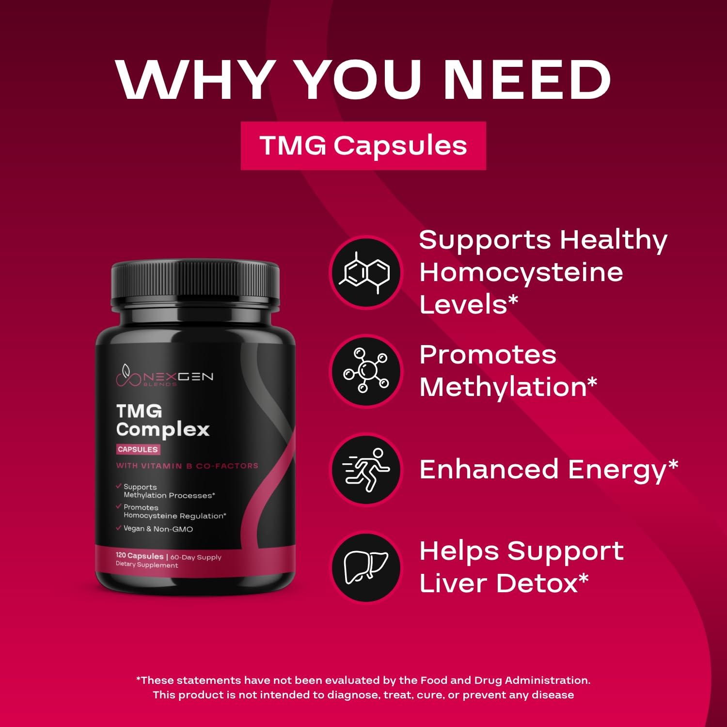 NEXGEN BLENDS B-Complex Trimethylglycine Supplement back view