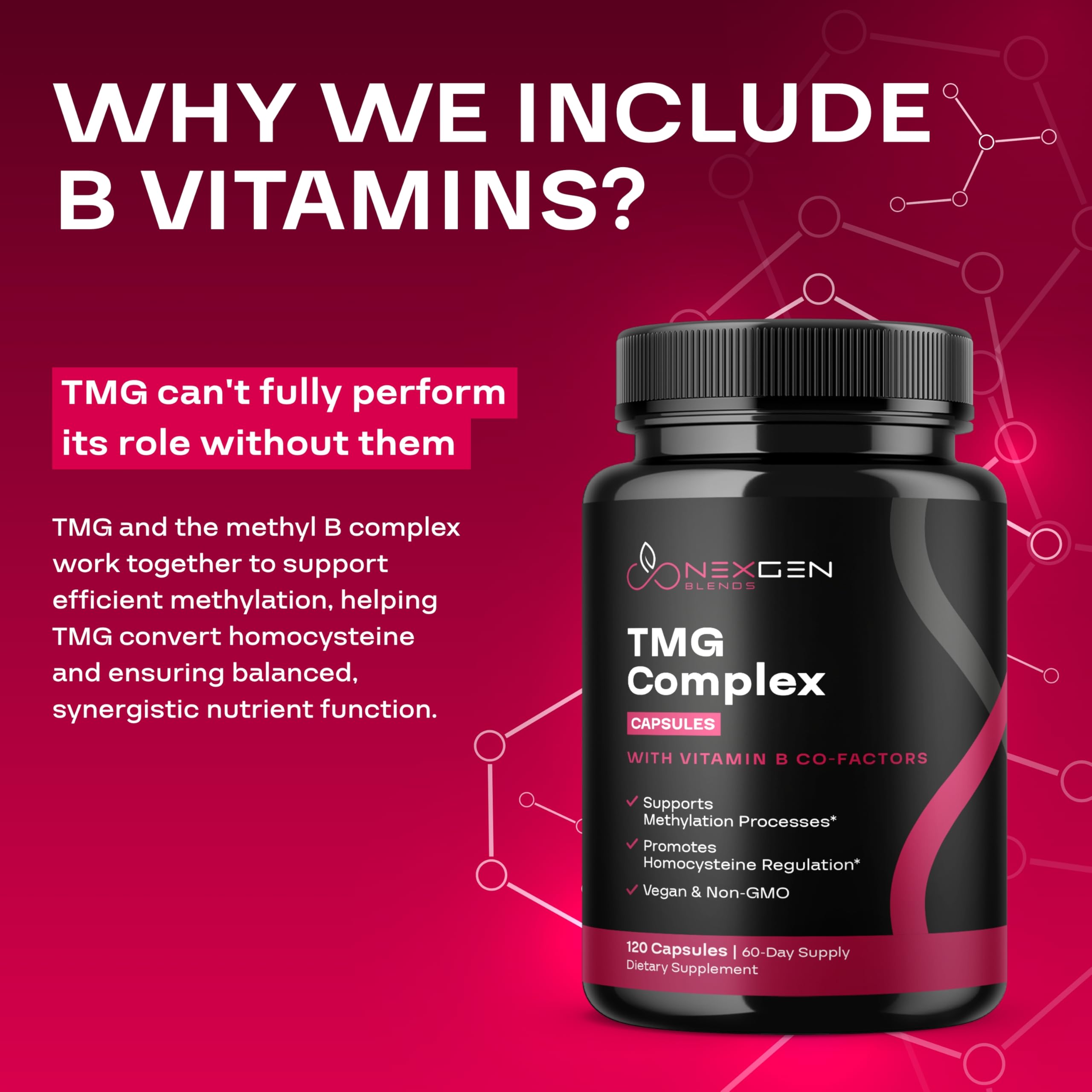 NEXGEN BLENDS B-Complex Trimethylglycine Supplement ingredients list