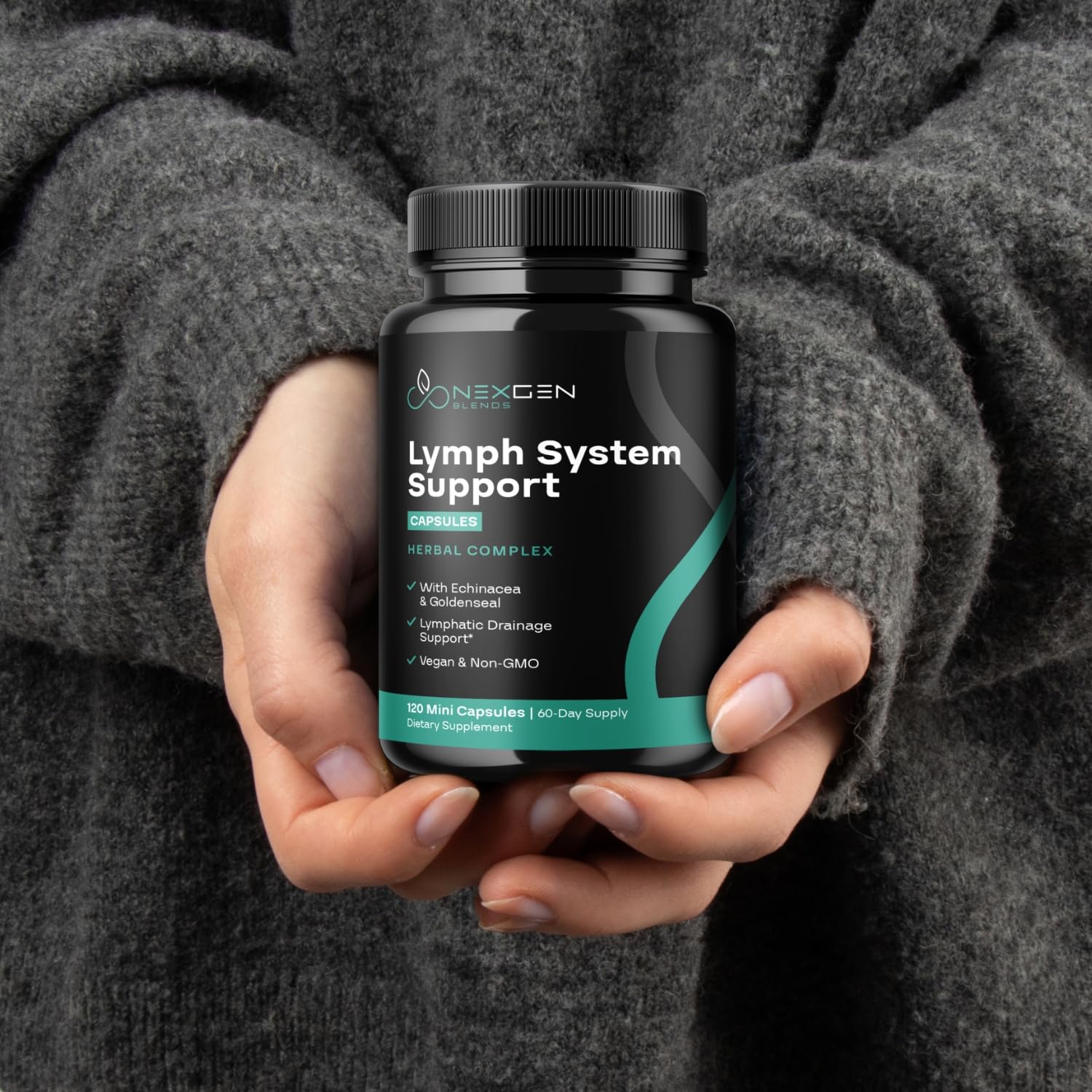 NEXGEN BLENDS Echinacea Lymph Support Capsules close-up of capsules