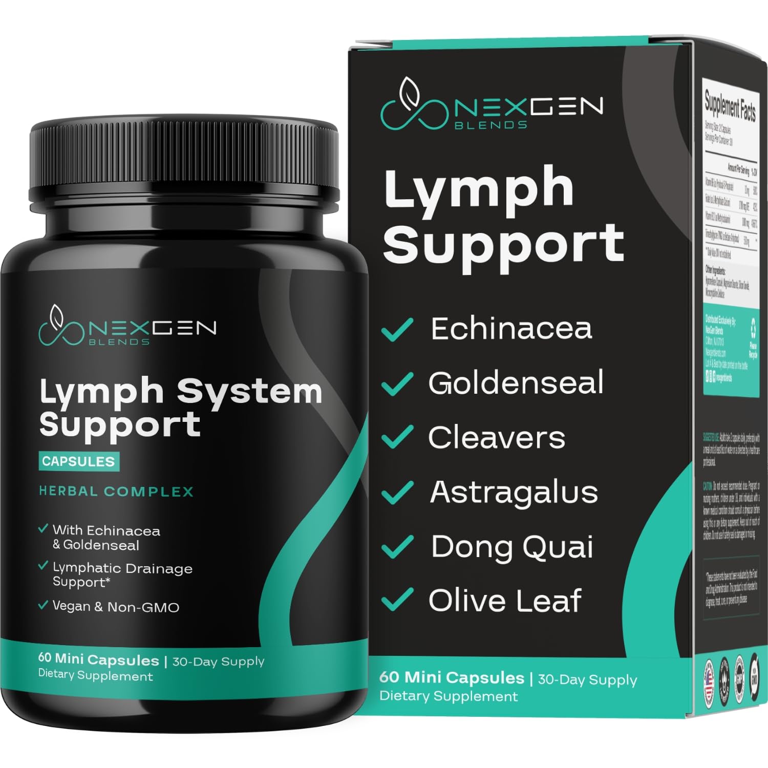 NEXGEN BLENDS Echinacea Lymph Support Supplement front view