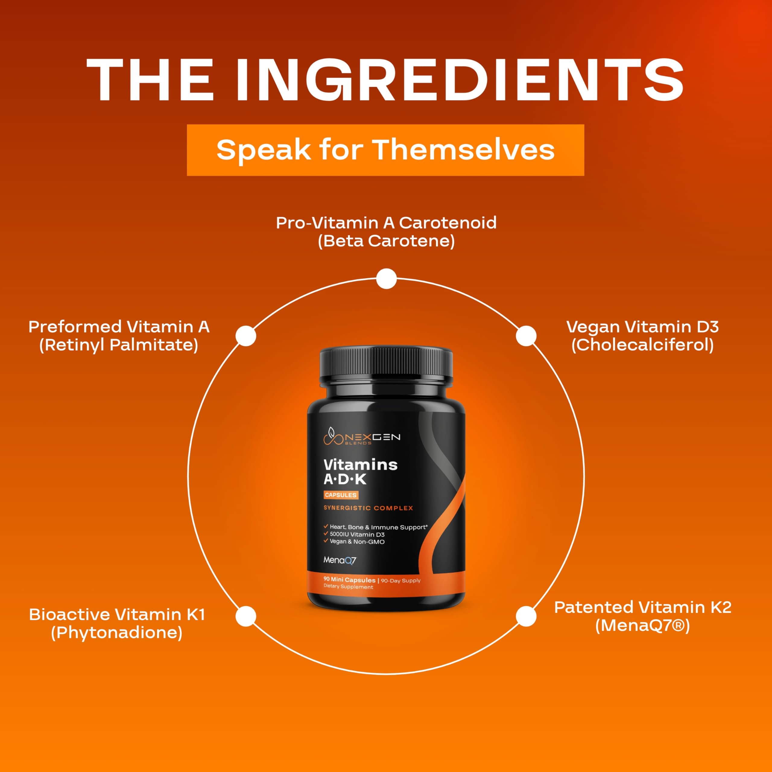 NEXGEN BLENDS Vitamin ADK Supplement bottle with capsules