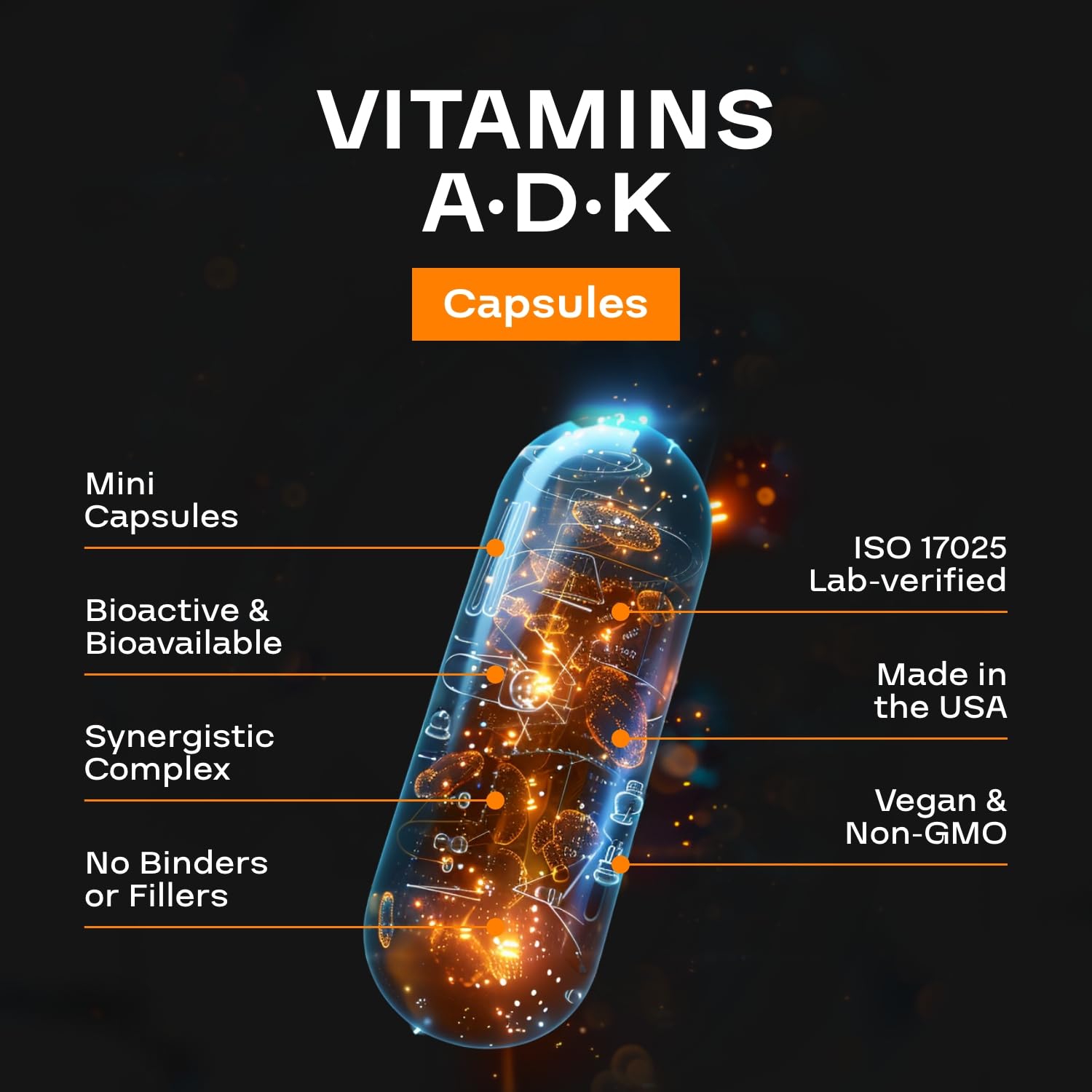 NEXGEN BLENDS Vitamin ADK Supplement capsules on a wooden table