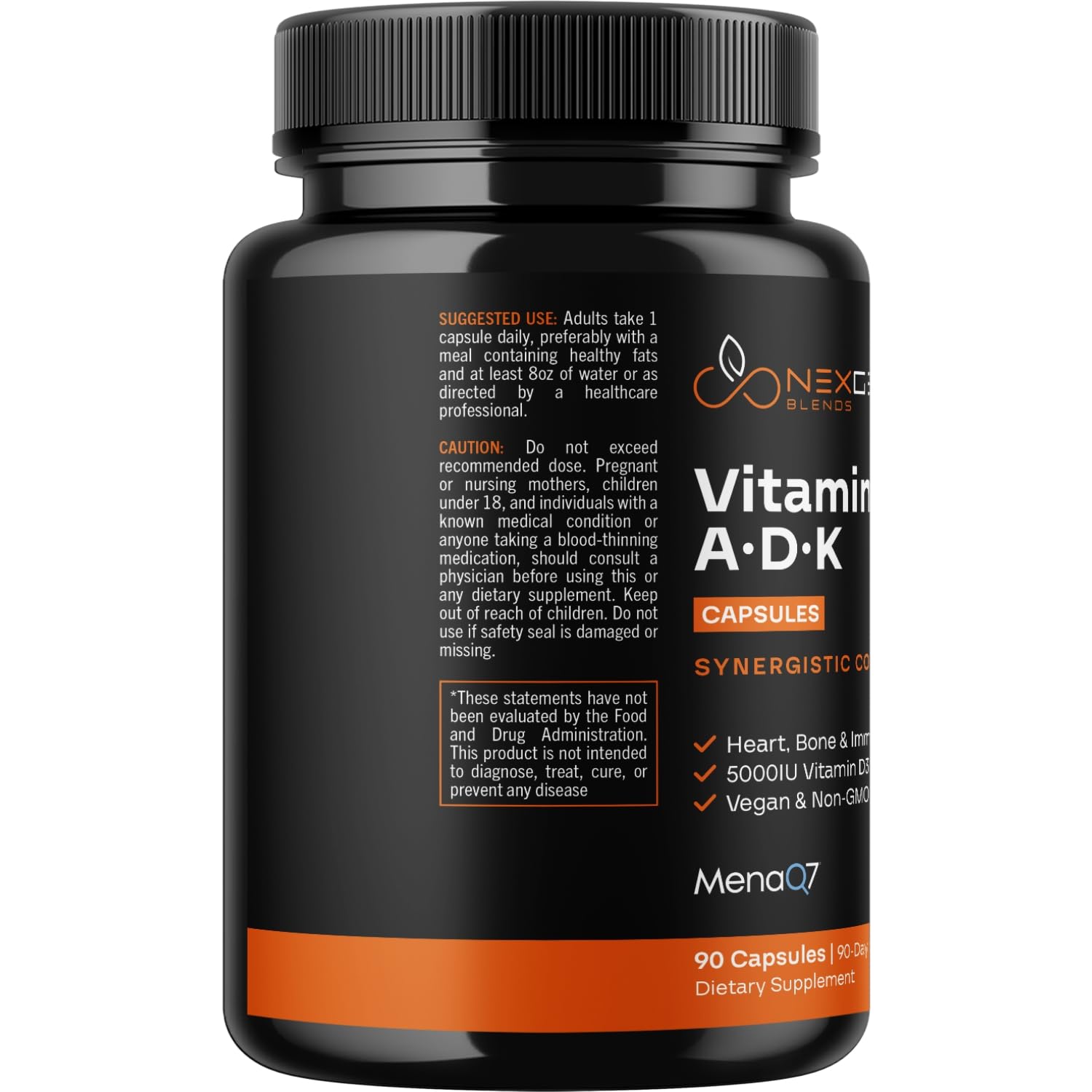NEXGEN BLENDS Vitamin ADK Supplement close-up of capsules