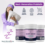 NEXT-MICROBIOME Sleepy-Biome 60g supplement on a wooden table