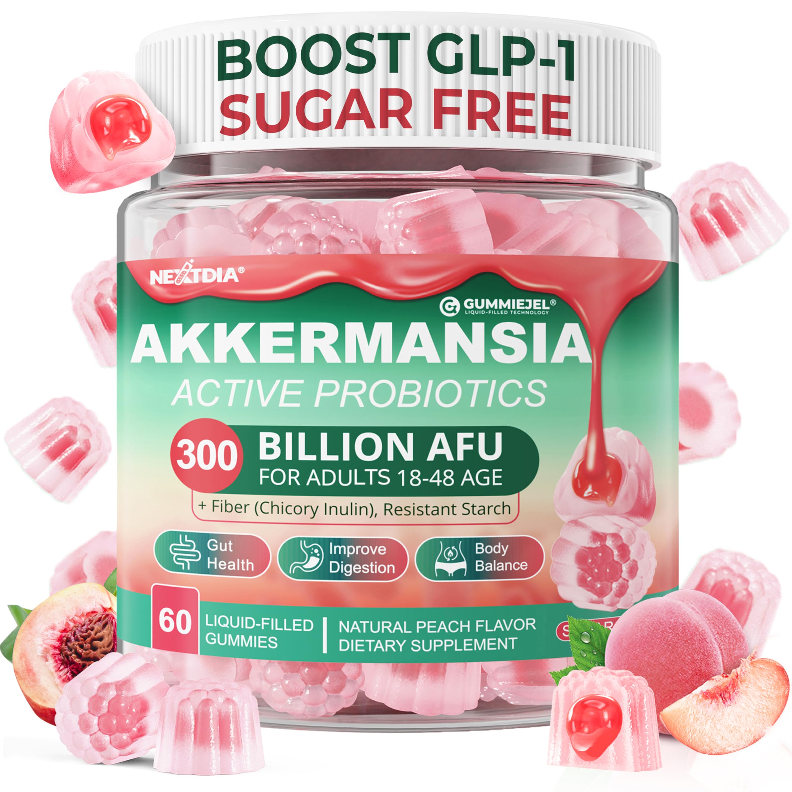 Nextdia Akkermansia Probiotics Gummies front view packaging
