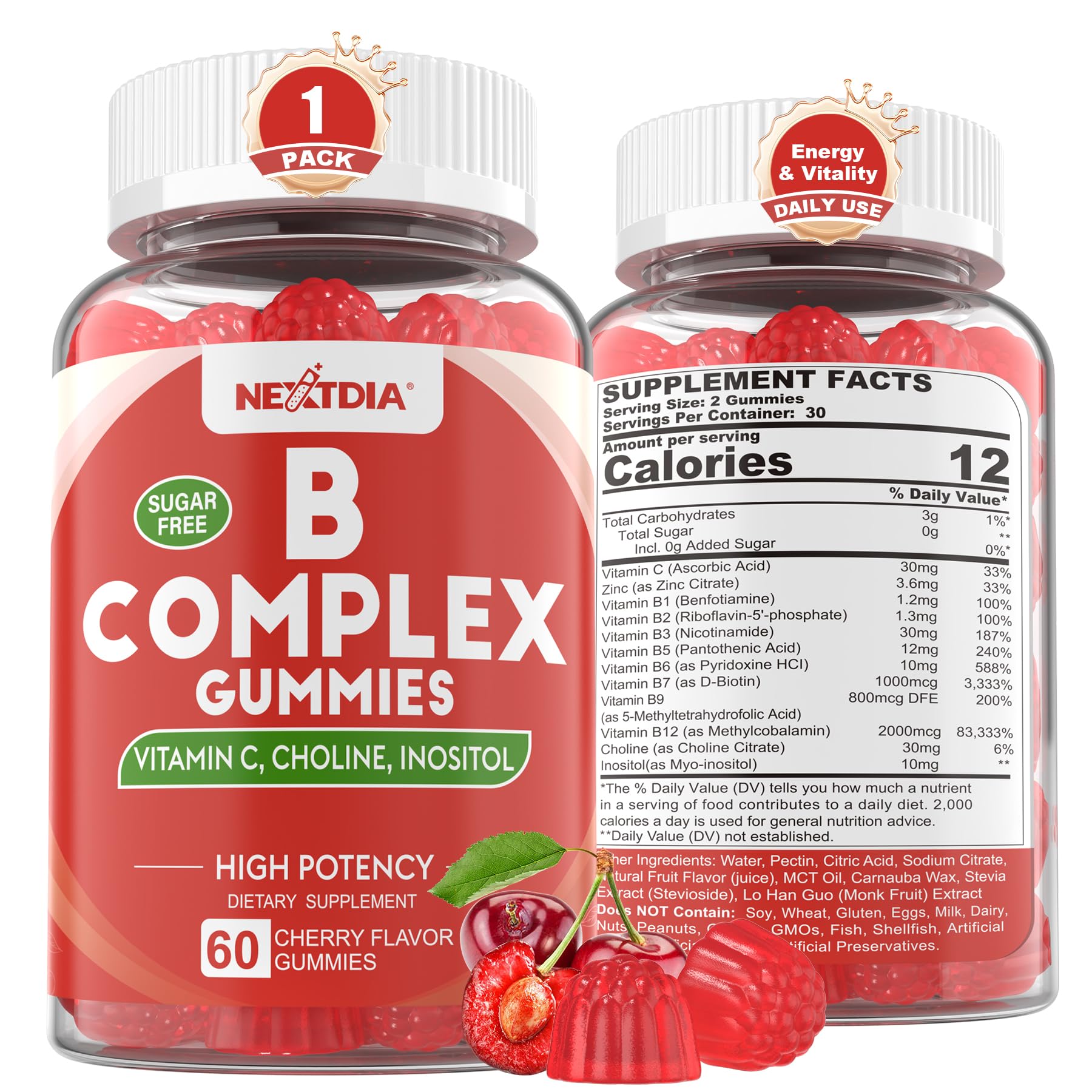 Nextdia B-Complex Gummies 60 count front view