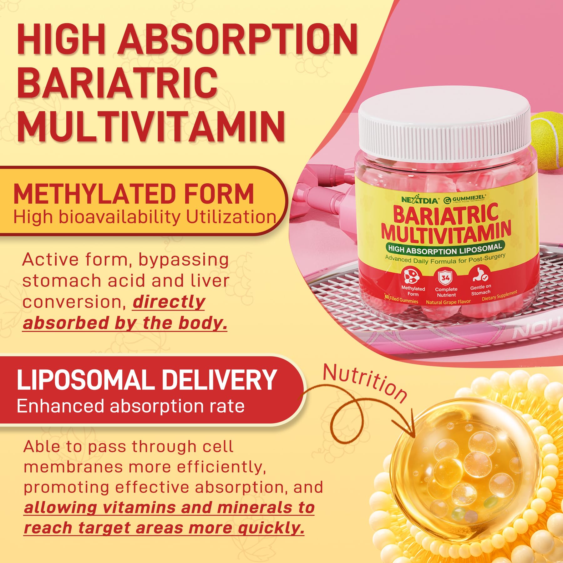 Nextdia Bariatric Multivitamin 31-in-1 GummieJel close-up