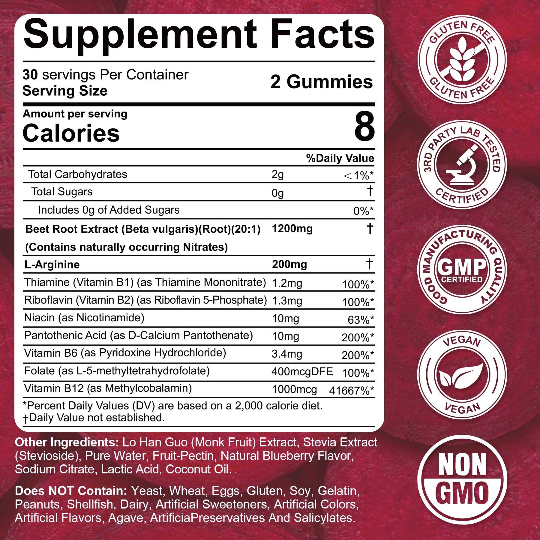 Nextdia Beetroot Gummies side view showing gummy texture