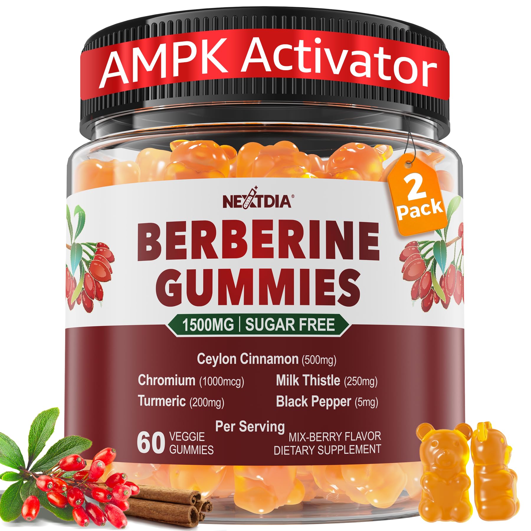 Nextdia Berberine Gummies 1500mg front view