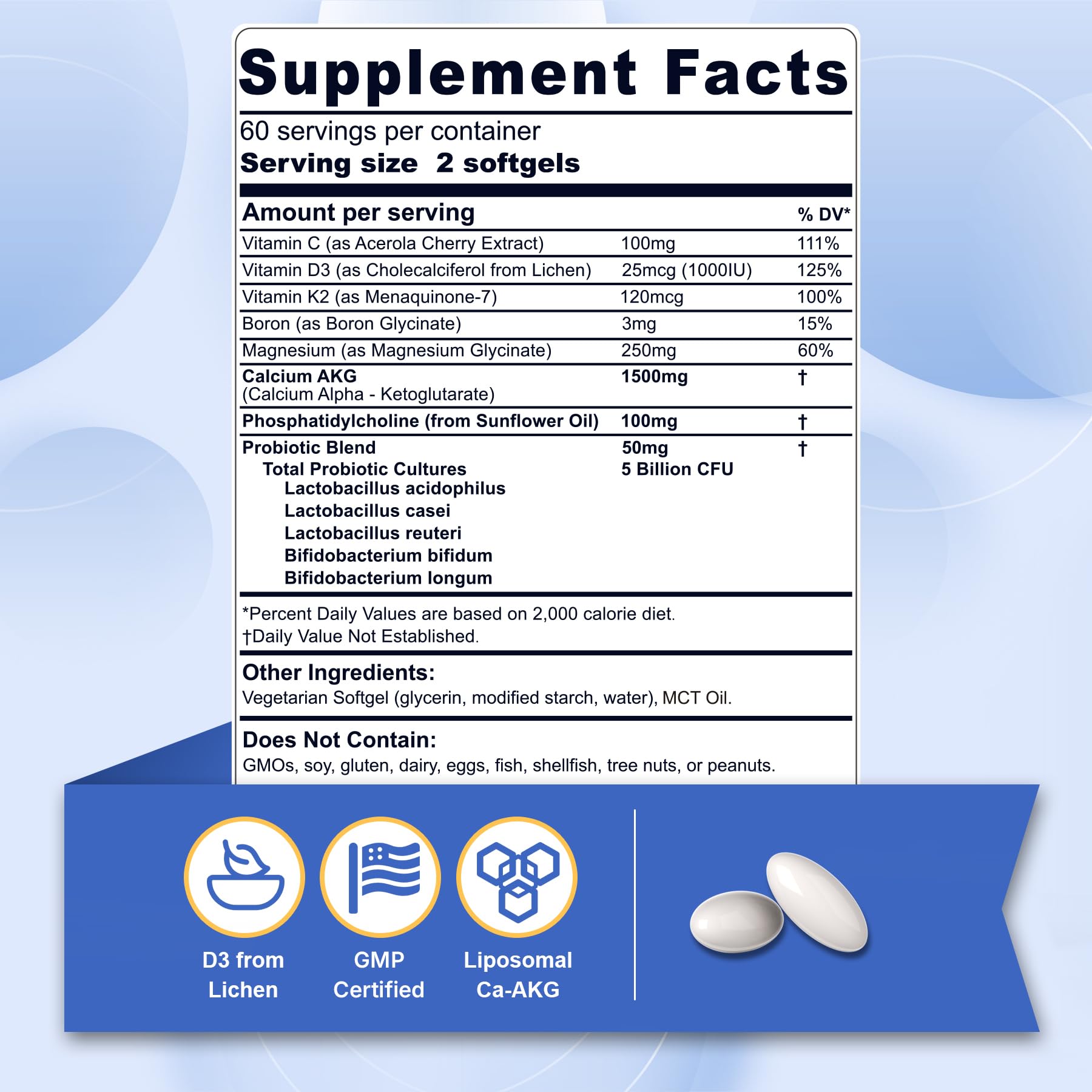 Nextdia Calcium AKG Supplement 1500mg back view