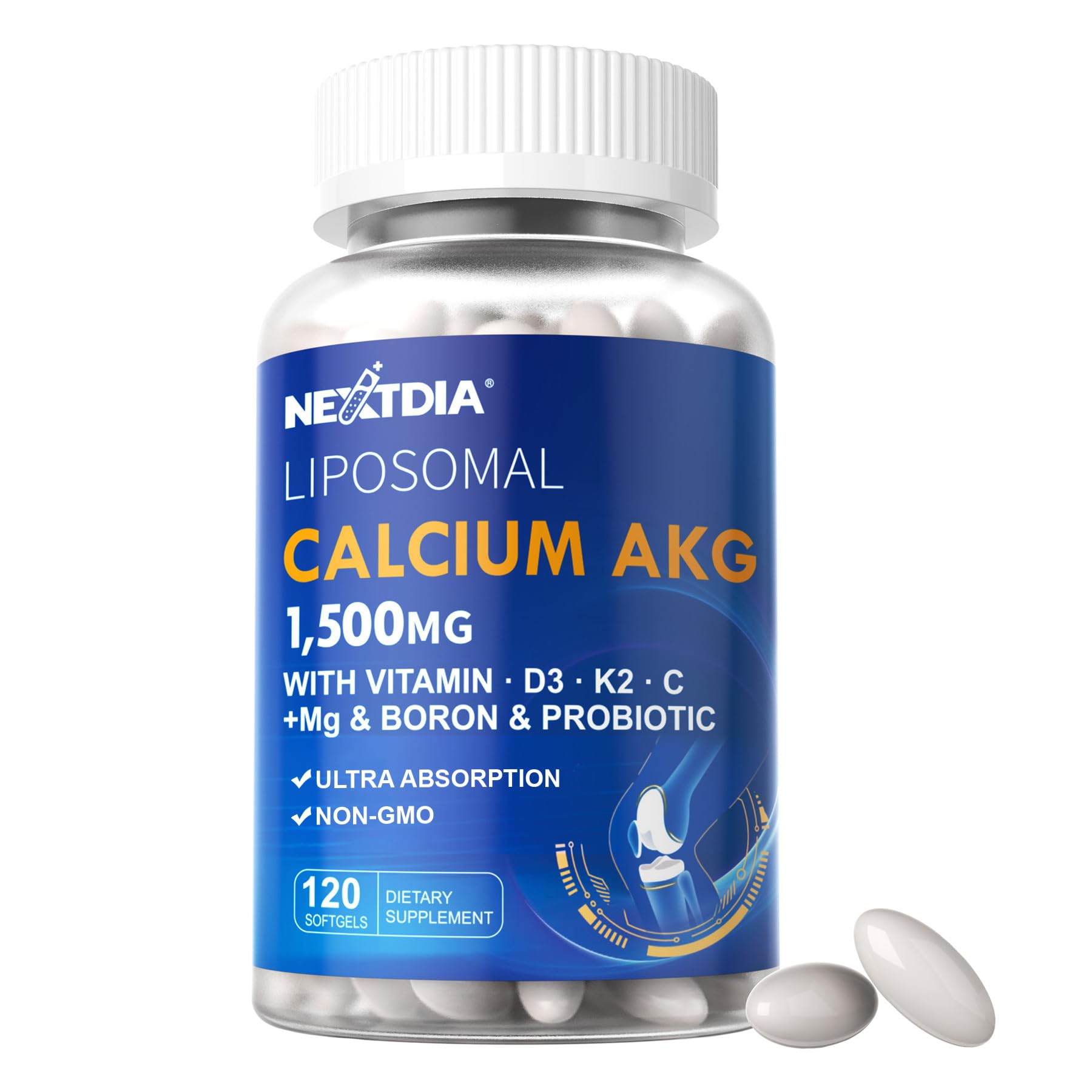Nextdia Calcium AKG Supplement 1500mg front view