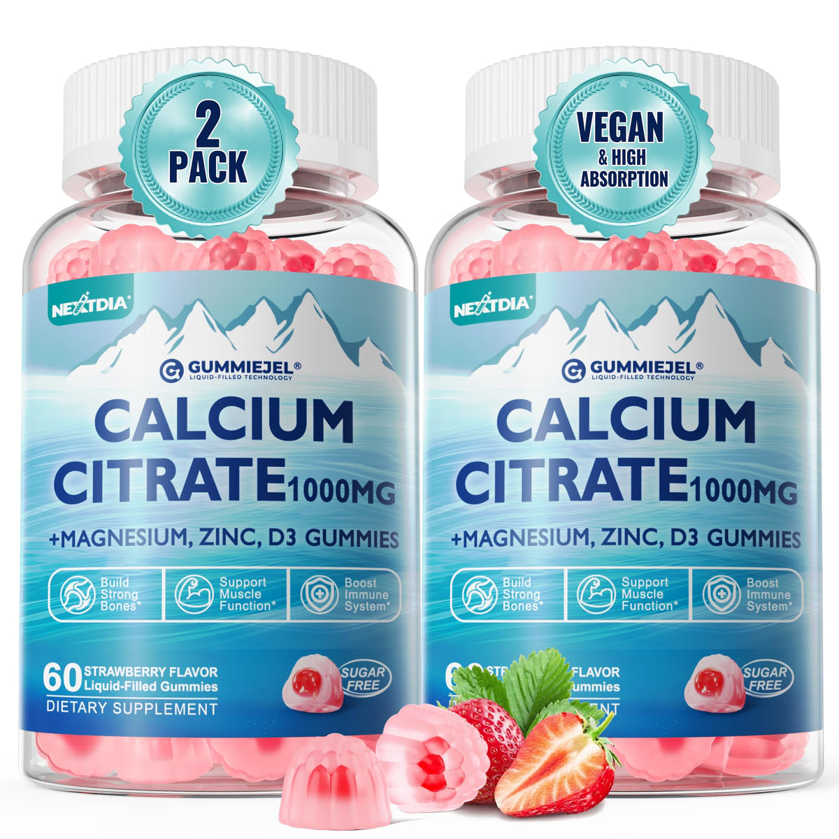 Nextdia Calcium Citrate Gummies 1000mg front view
