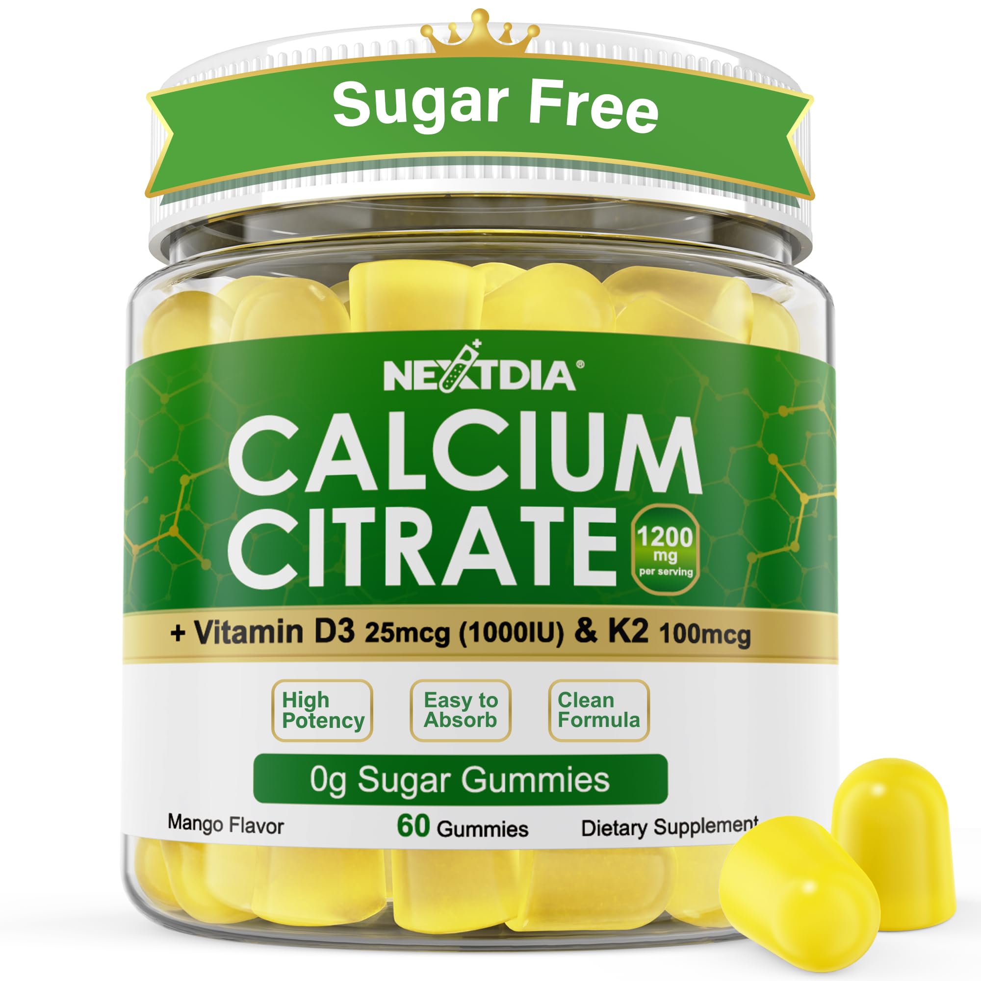 Nextdia Calcium Citrate Gummies 1200mg front view