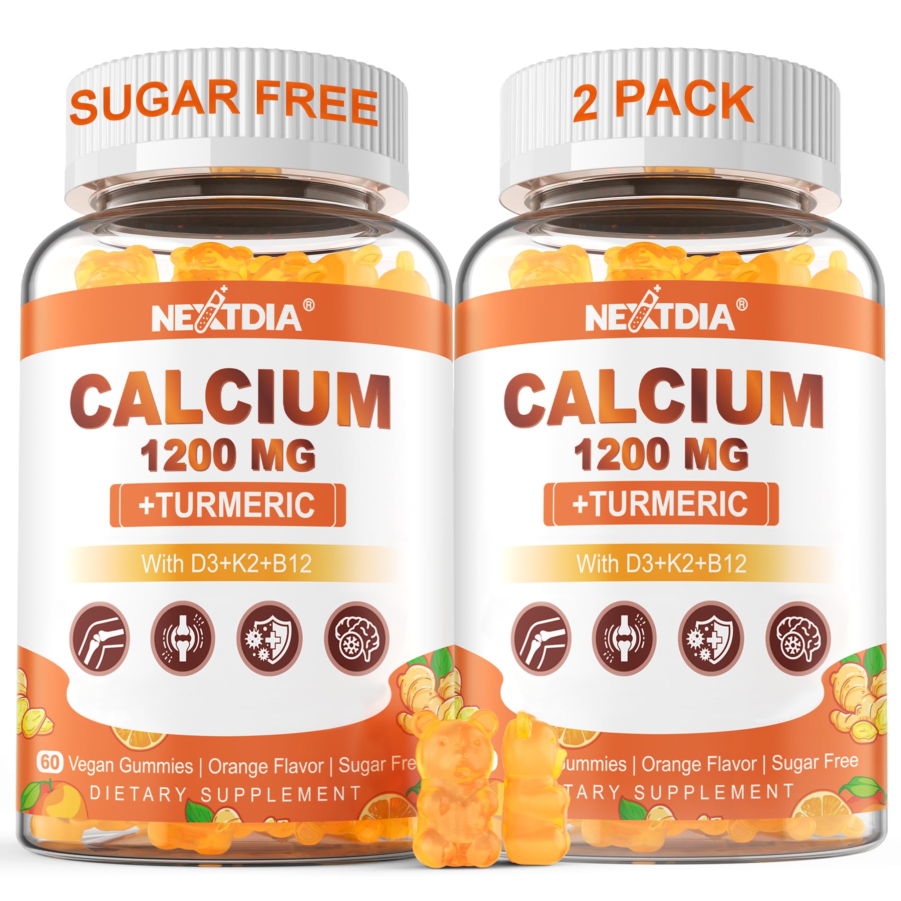 Nextdia Calcium Gummies 1200mg with Turmeric Extract front view