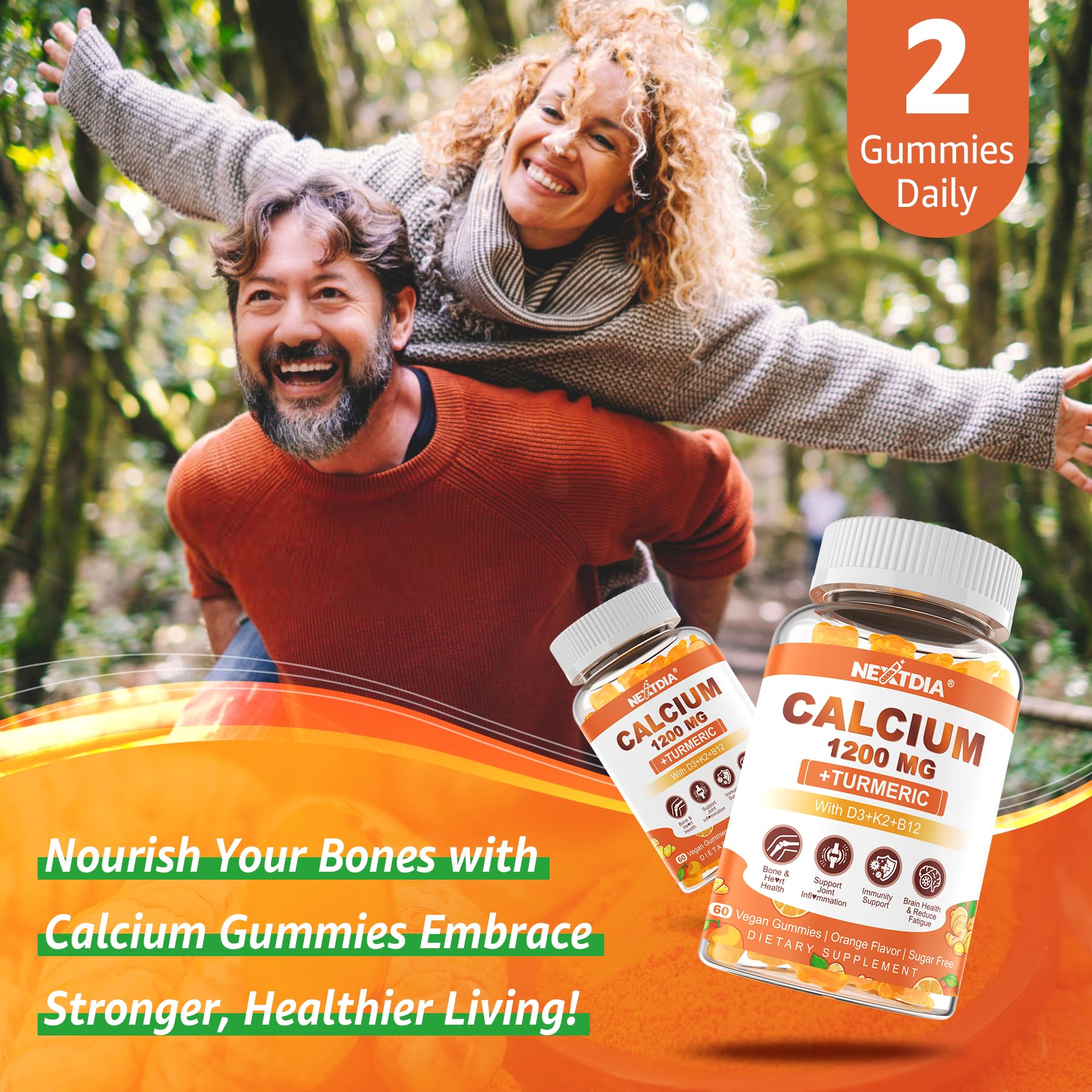 Nextdia Calcium Gummies bottle opened with gummies visible