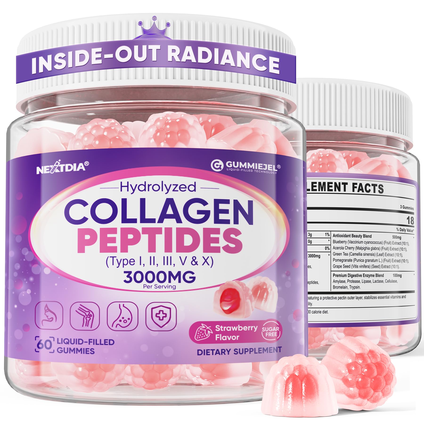 Nextdia Collagen Gummies front view with packaging
