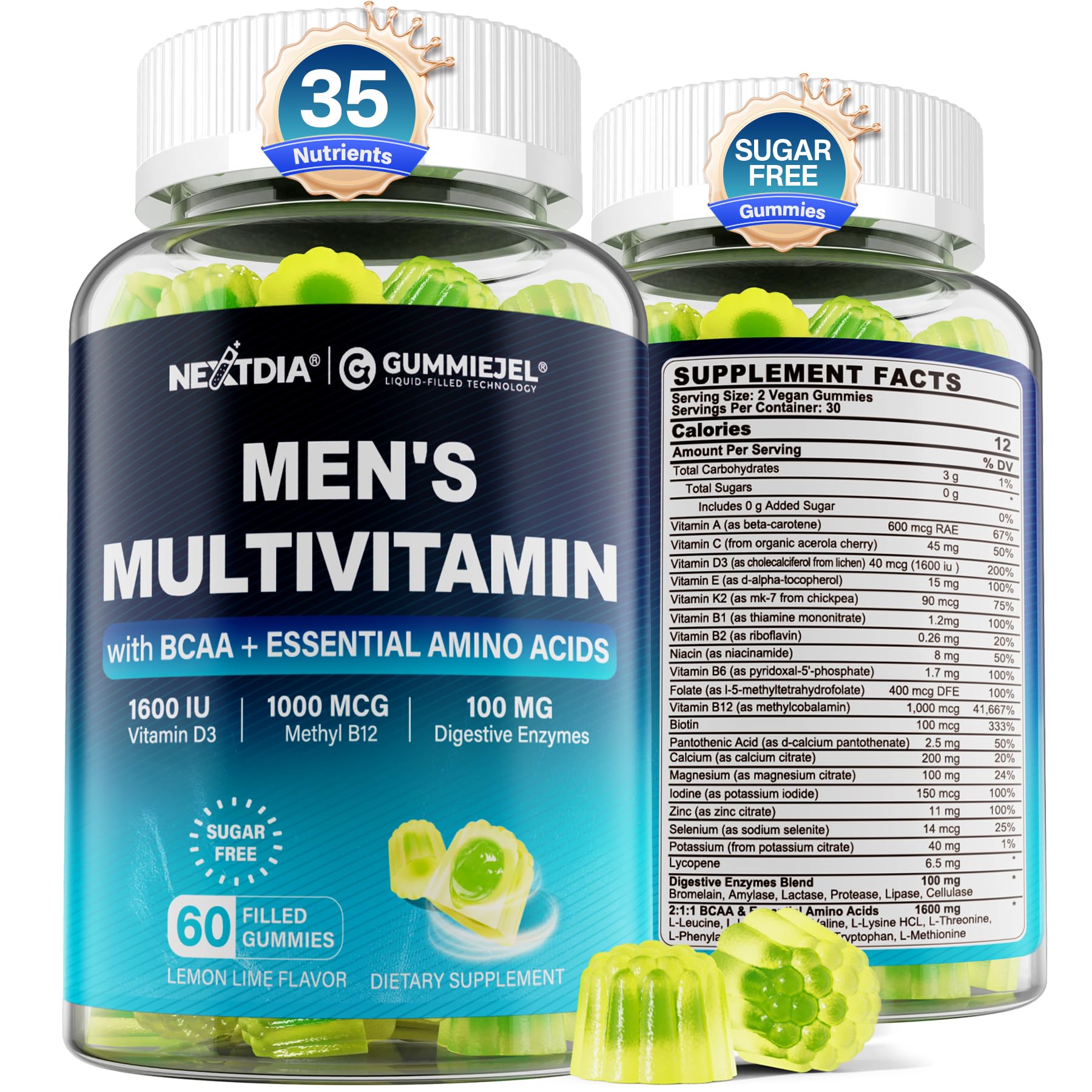 Nextdia Complete Multivitamins for Men gummy bottle front view