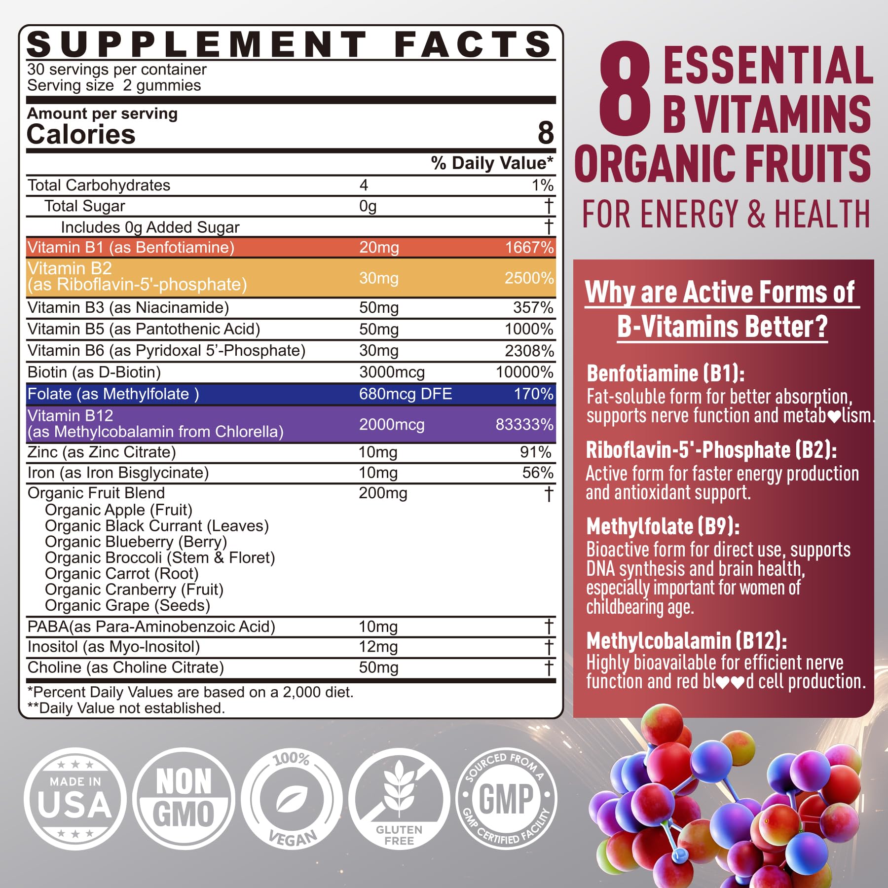 Nextdia Daily B-Complex Gummies nutritional information