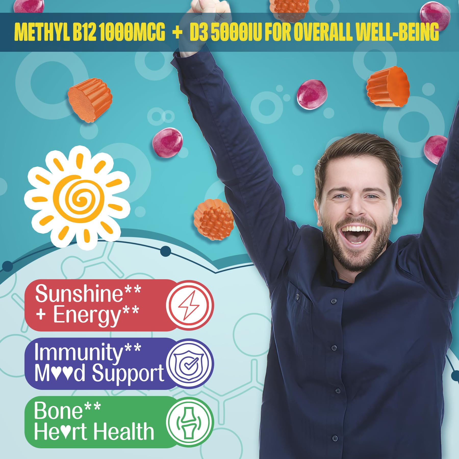 Nextdia Energy Gummies showing the gummy shape and size