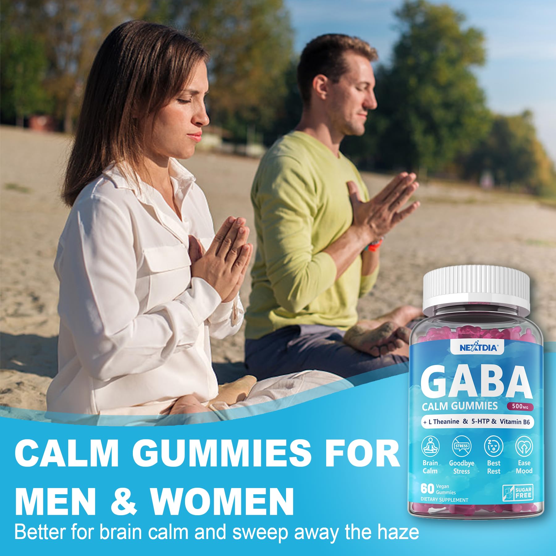 Nextdia GABA Gummies 500mg side view packaging