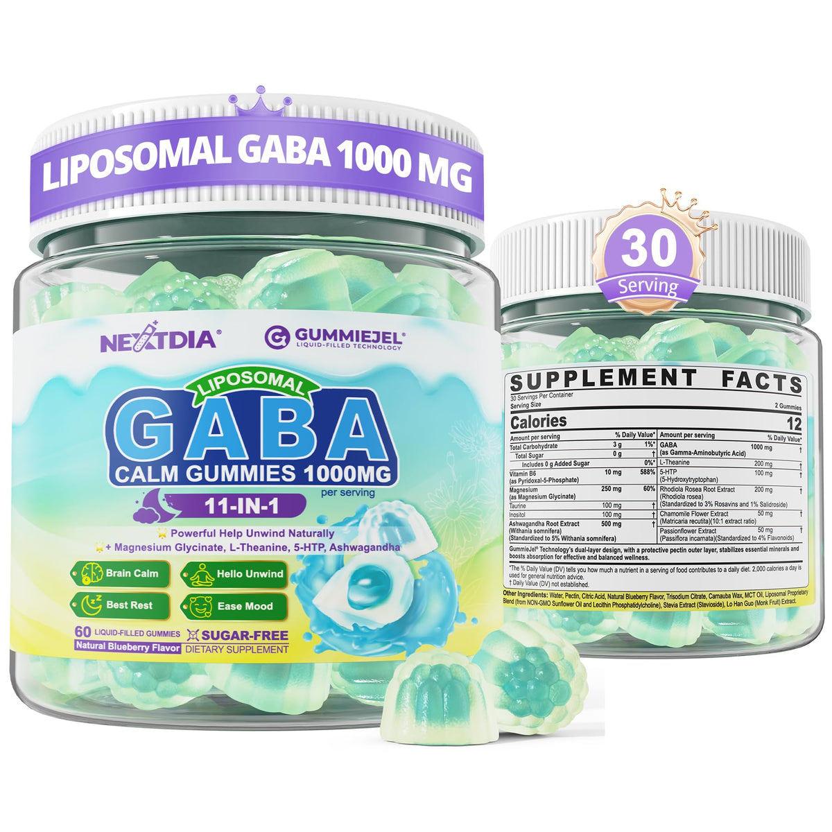 Nextdia GABA Gummies 60 Count front view