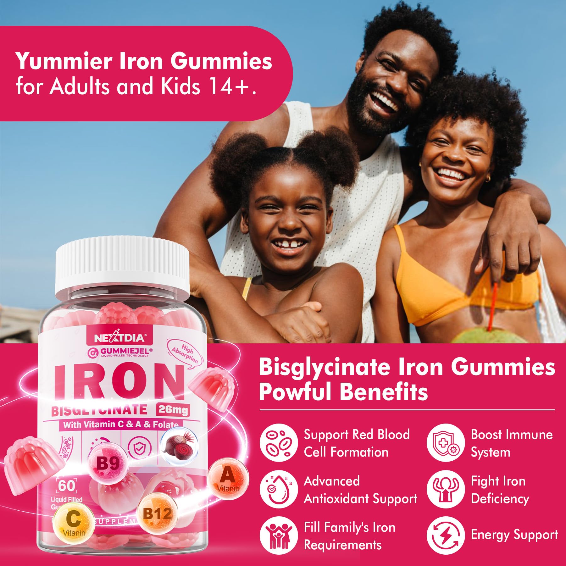 Nextdia Iron Bisglycinate Gummies nutritional information