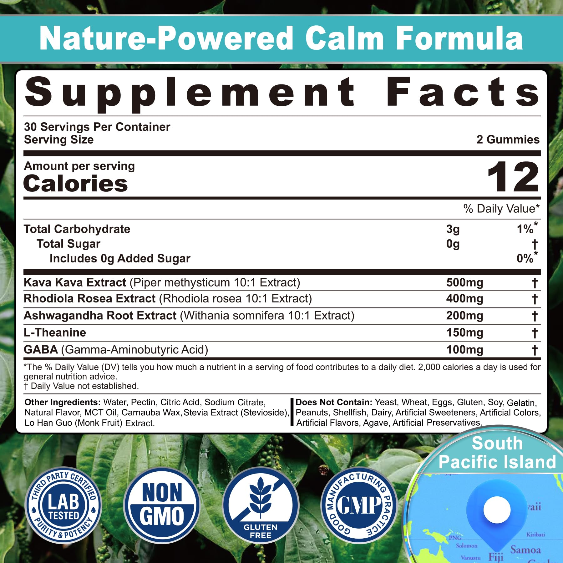Nextdia Kava Kava Gummies side view showing ingredients