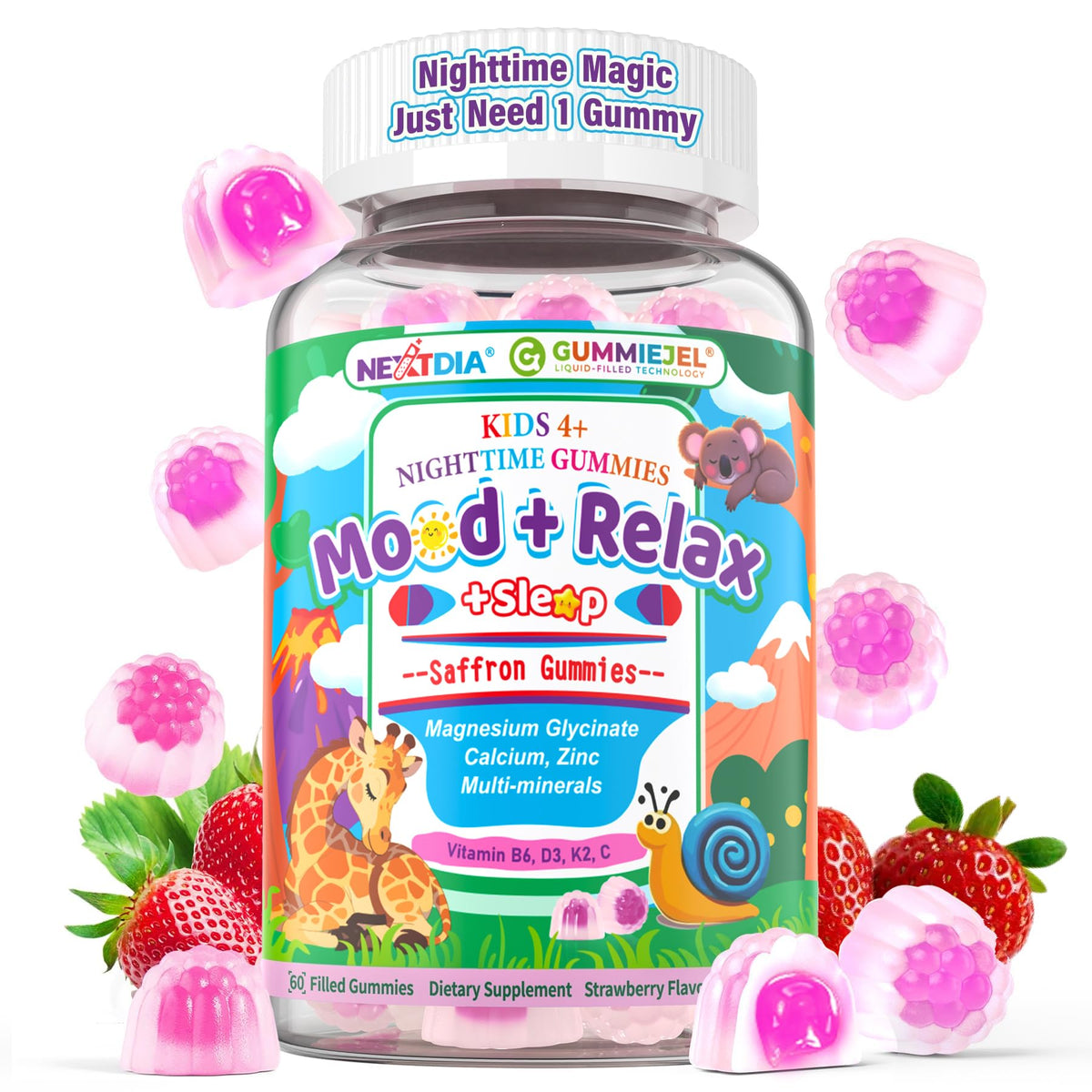 Nextdia Kids 4+ Magnesium + Saffron Sleep Gummies front view