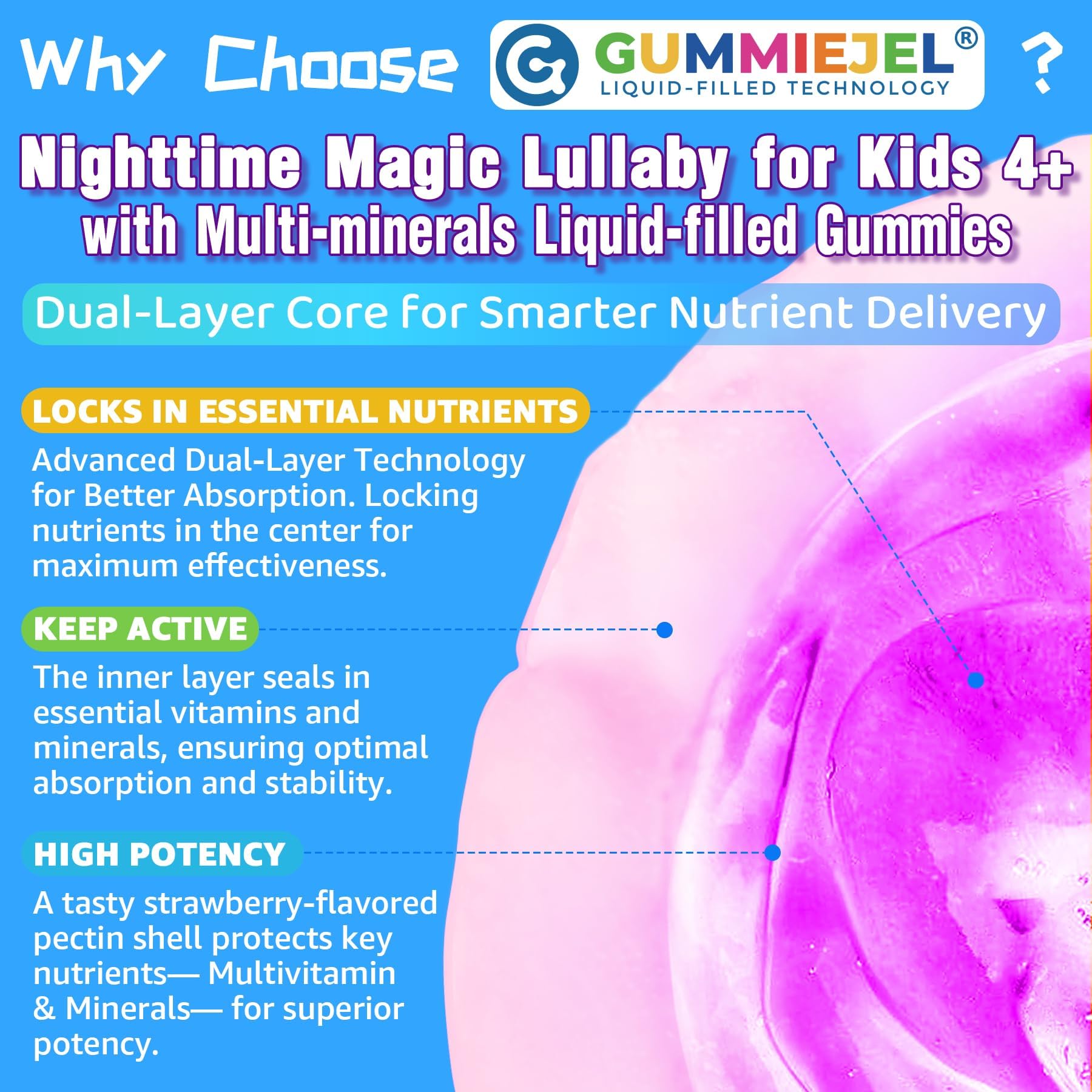 Nextdia Kids 4+ Magnesium + Saffron Sleep Gummies group of gummies