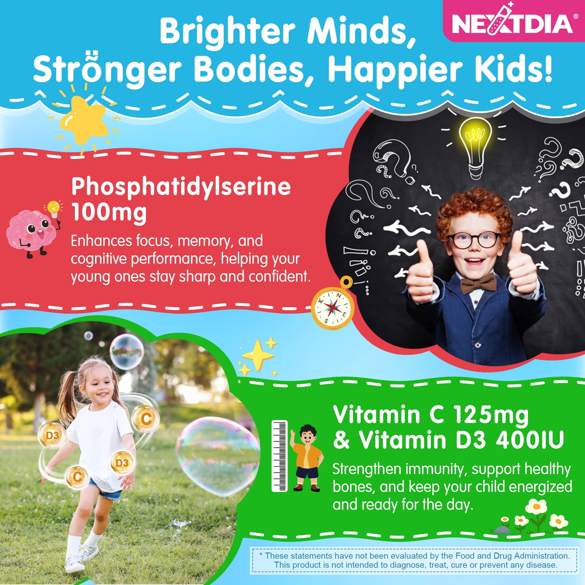 Nextdia Kids Gummies on a table