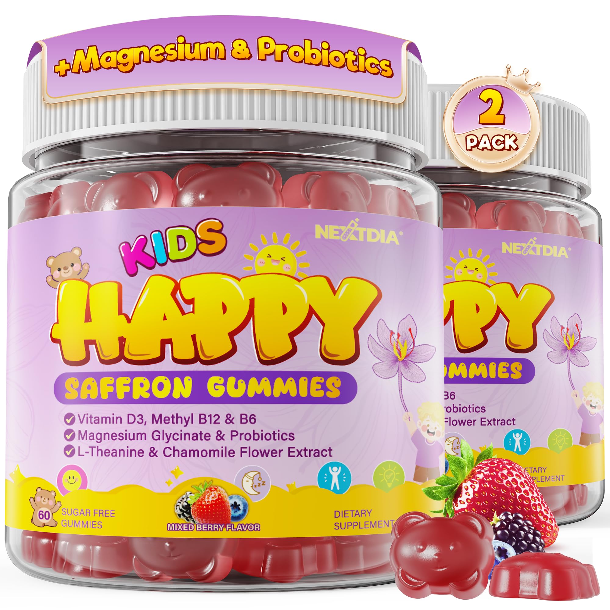 Nextdia Kids' Gummies with Saffron and Magnesium front view